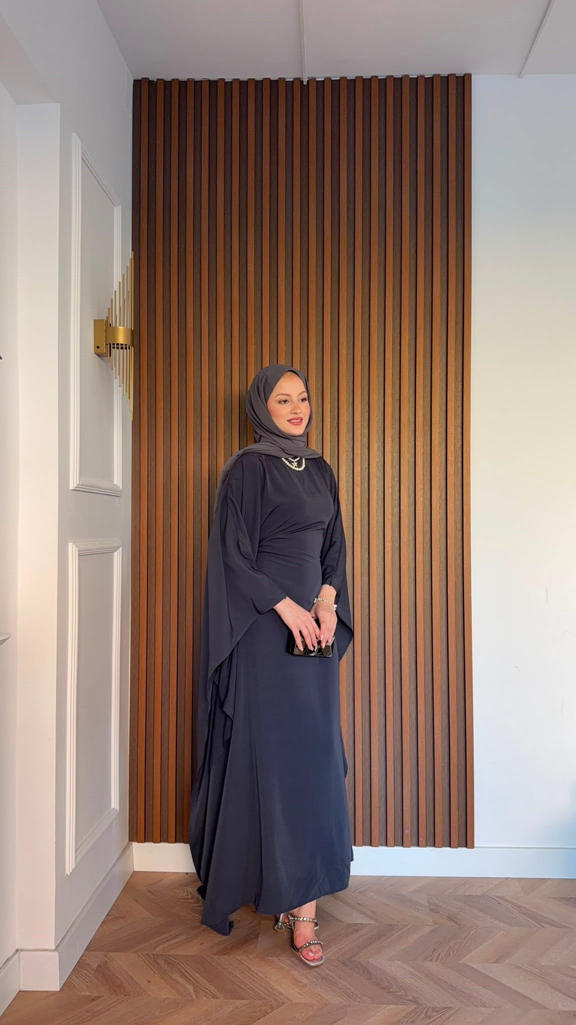 MEYSADESIGN ELBİSELER Sisi Yarasa Kol Elbise Antrasit