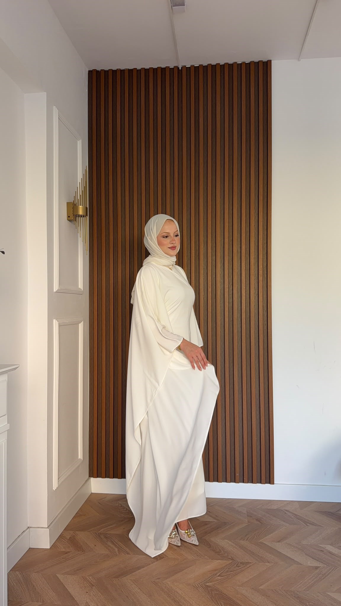 MEYSADESIGN ELBİSELER Sisi Yarasa Kol Elbise Beyaz