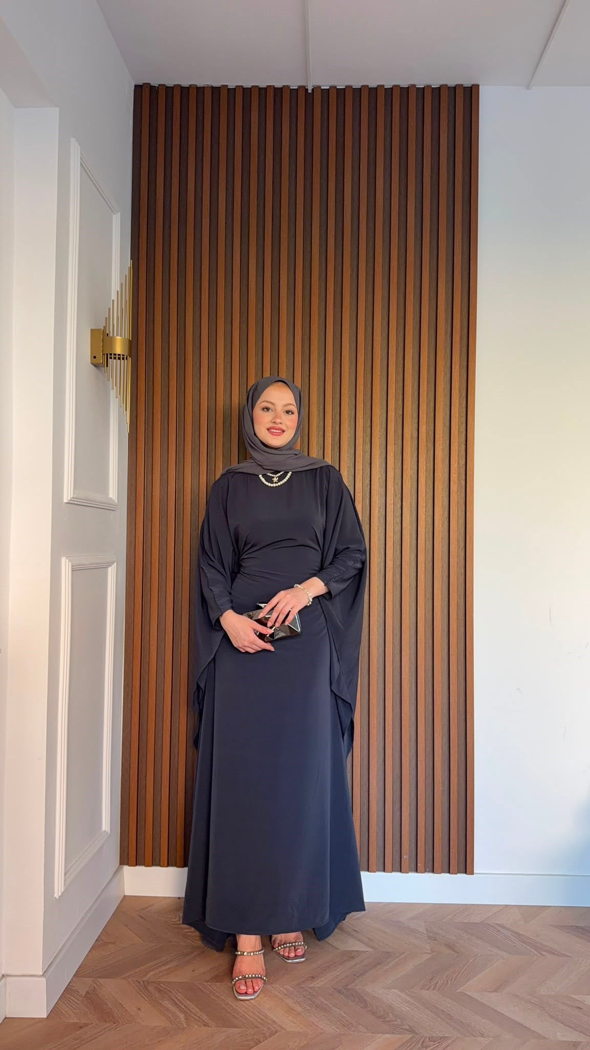 MEYSADESIGN ELBİSELER Sisi Yarasa Kol Elbise Antrasit