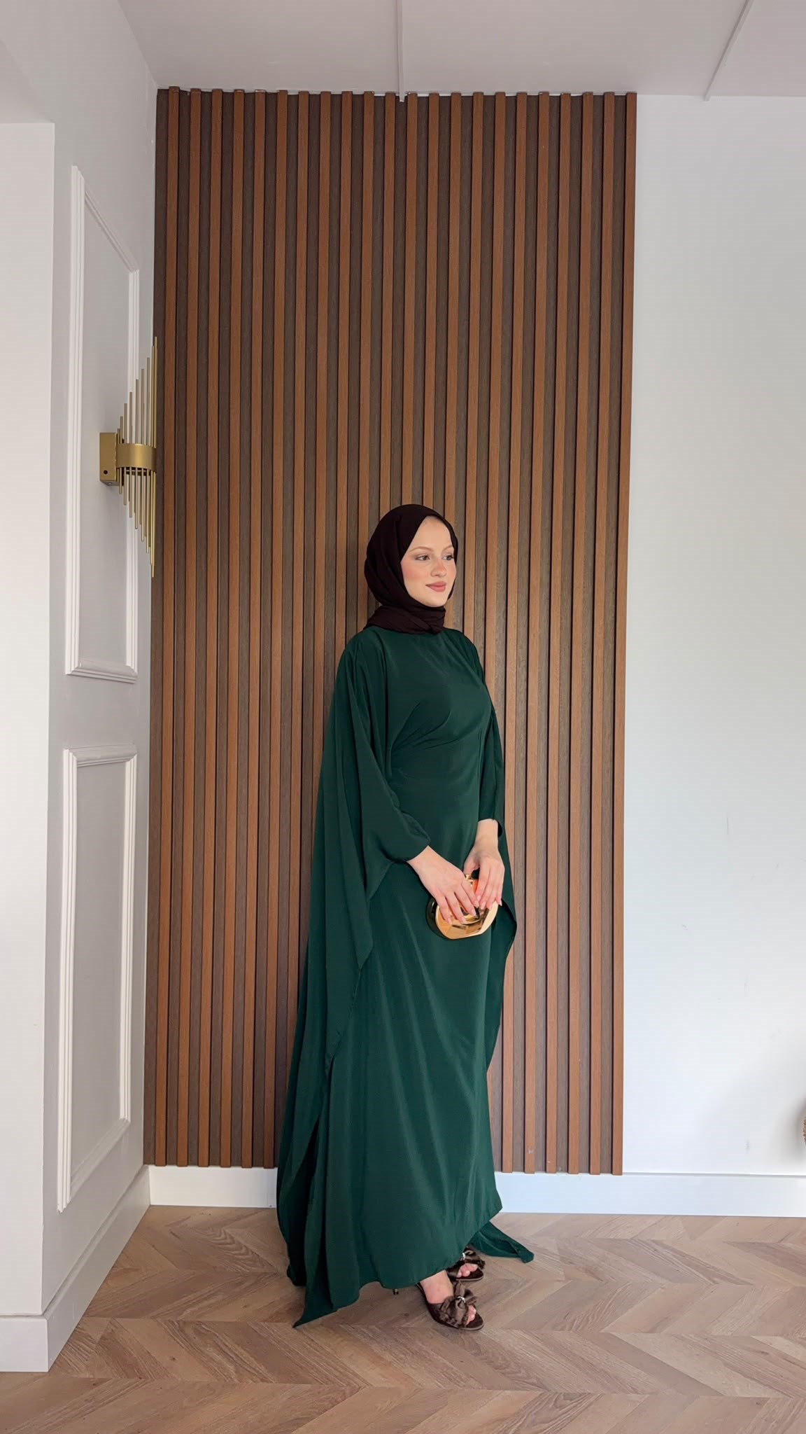 MEYSADESIGN ELBİSELER Sisi Yarasa Kol Elbise Zümrüt Yeşili