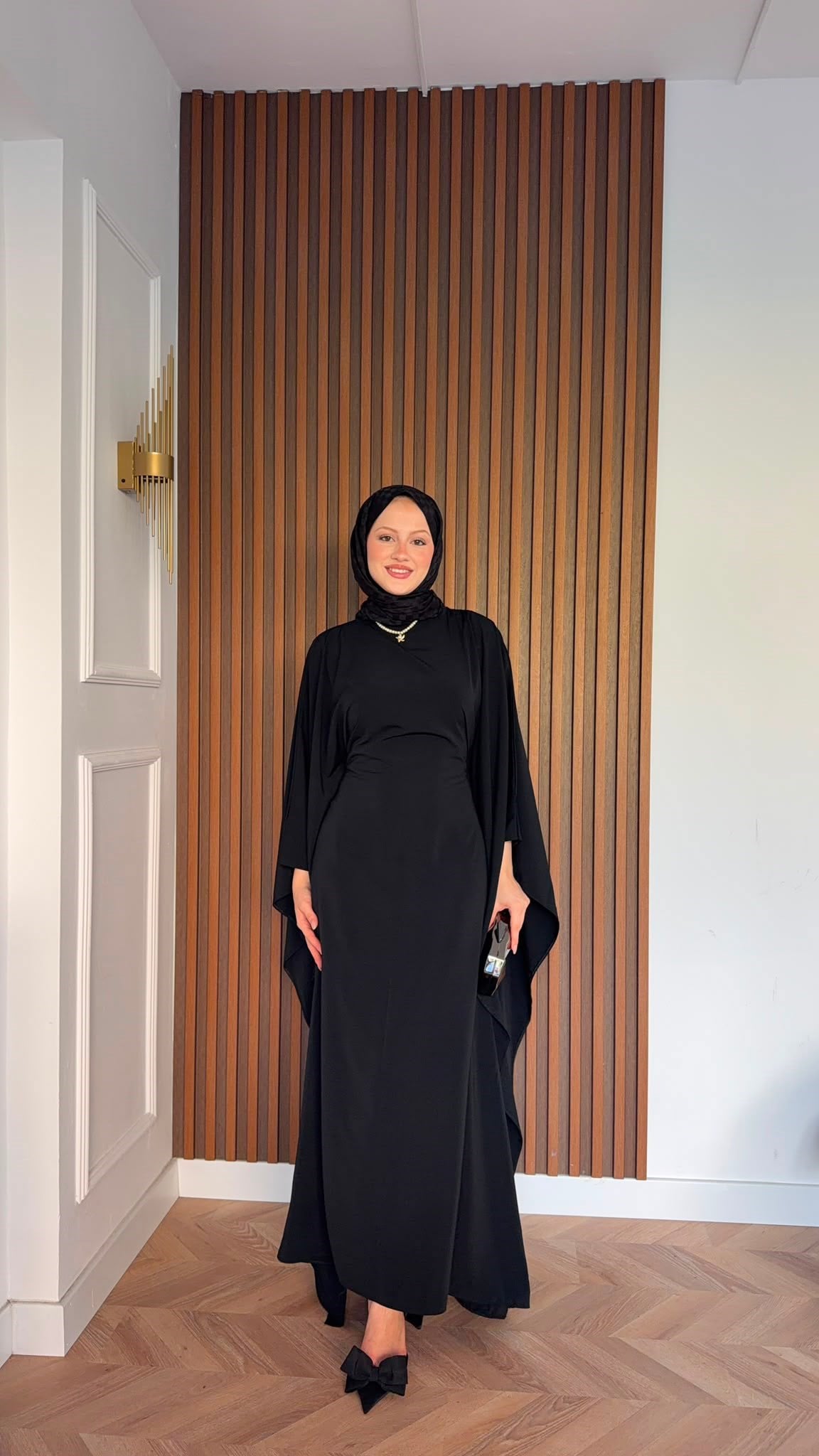MEYSADESIGN ELBİSELER Sisi Yarasa Kol Elbise Siyah