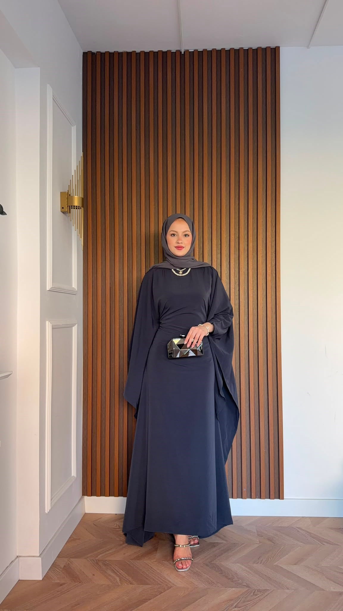 MEYSADESIGN ELBİSELER Sisi Yarasa Kol Elbise Antrasit