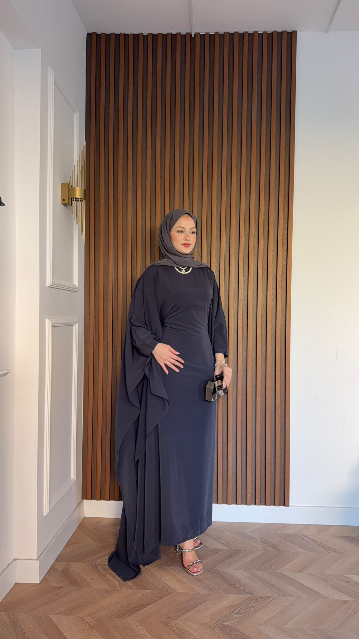 MEYSADESIGN ELBİSELER Sisi Yarasa Kol Elbise Antrasit