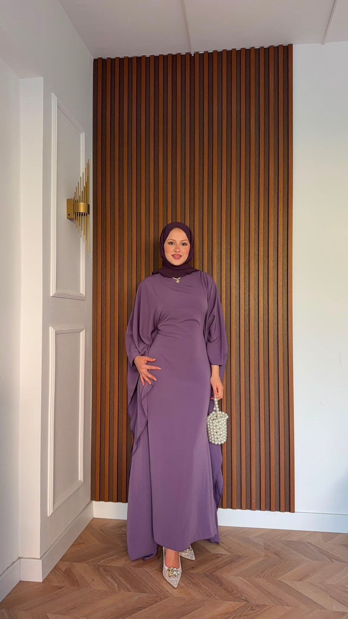 MEYSADESIGN ELBİSELER Sisi Yarasa Kol Elbise Lila