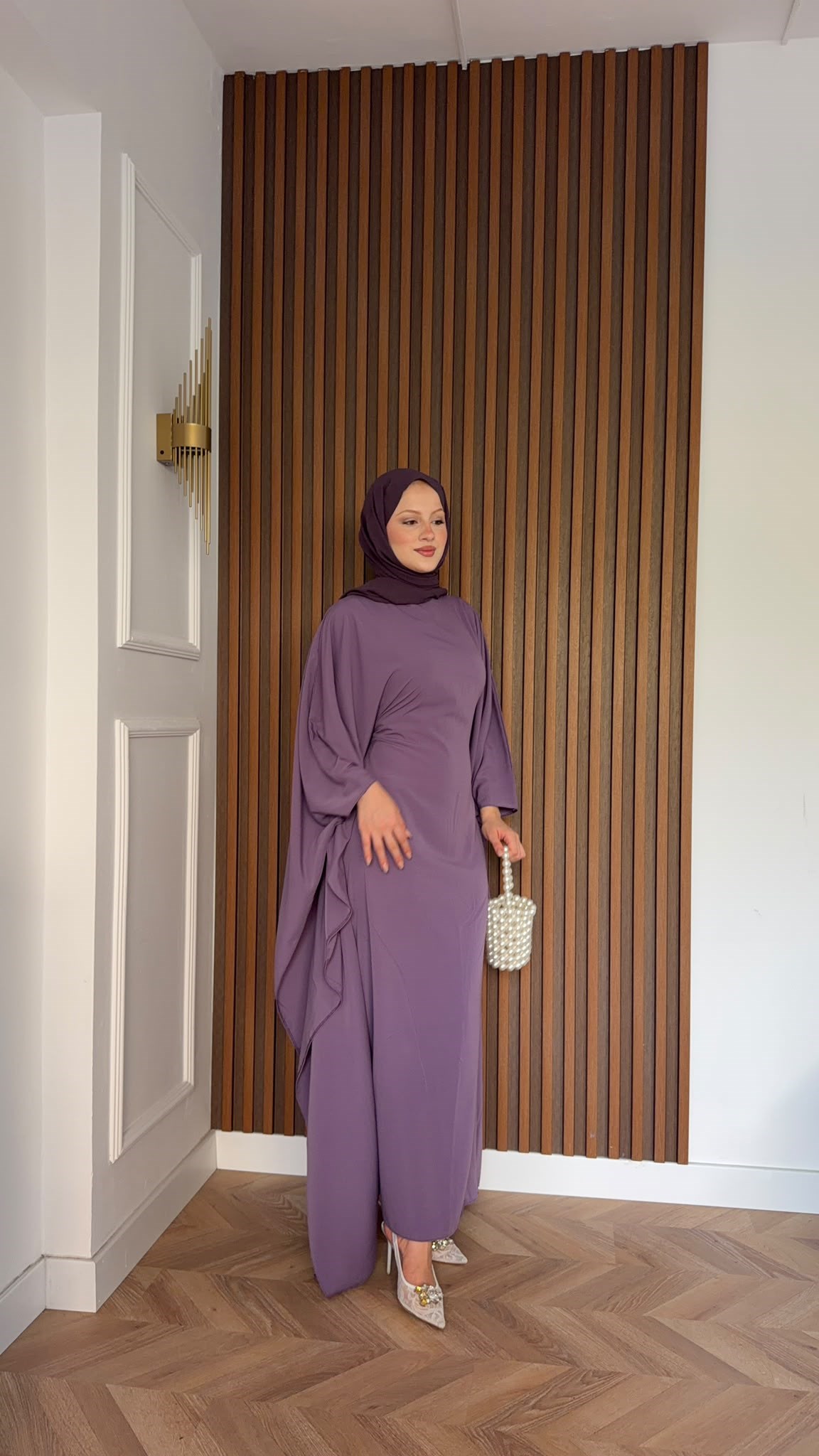 MEYSADESIGN ELBİSELER Sisi Yarasa Kol Elbise Lila