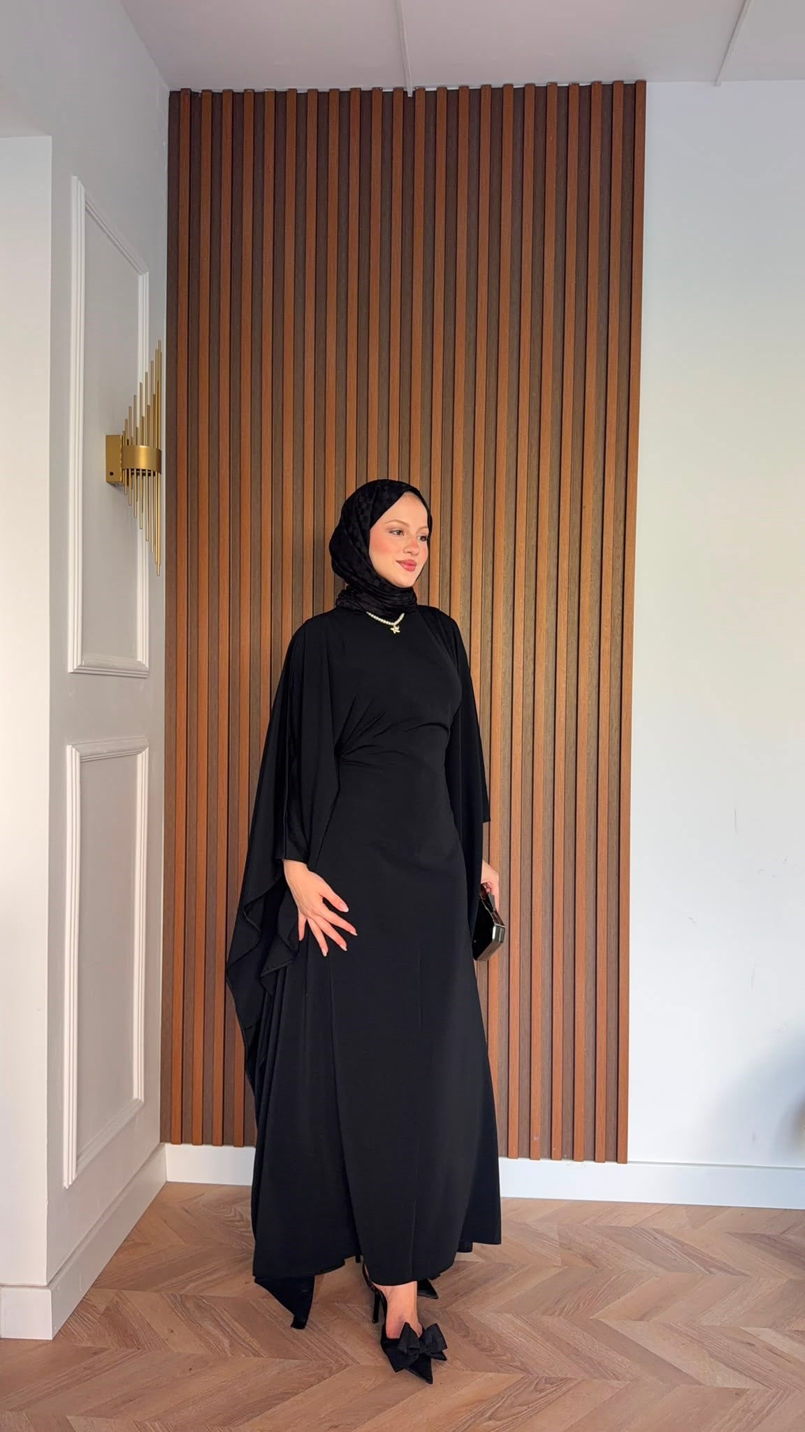MEYSADESIGN ELBİSELER Sisi Yarasa Kol Elbise Siyah
