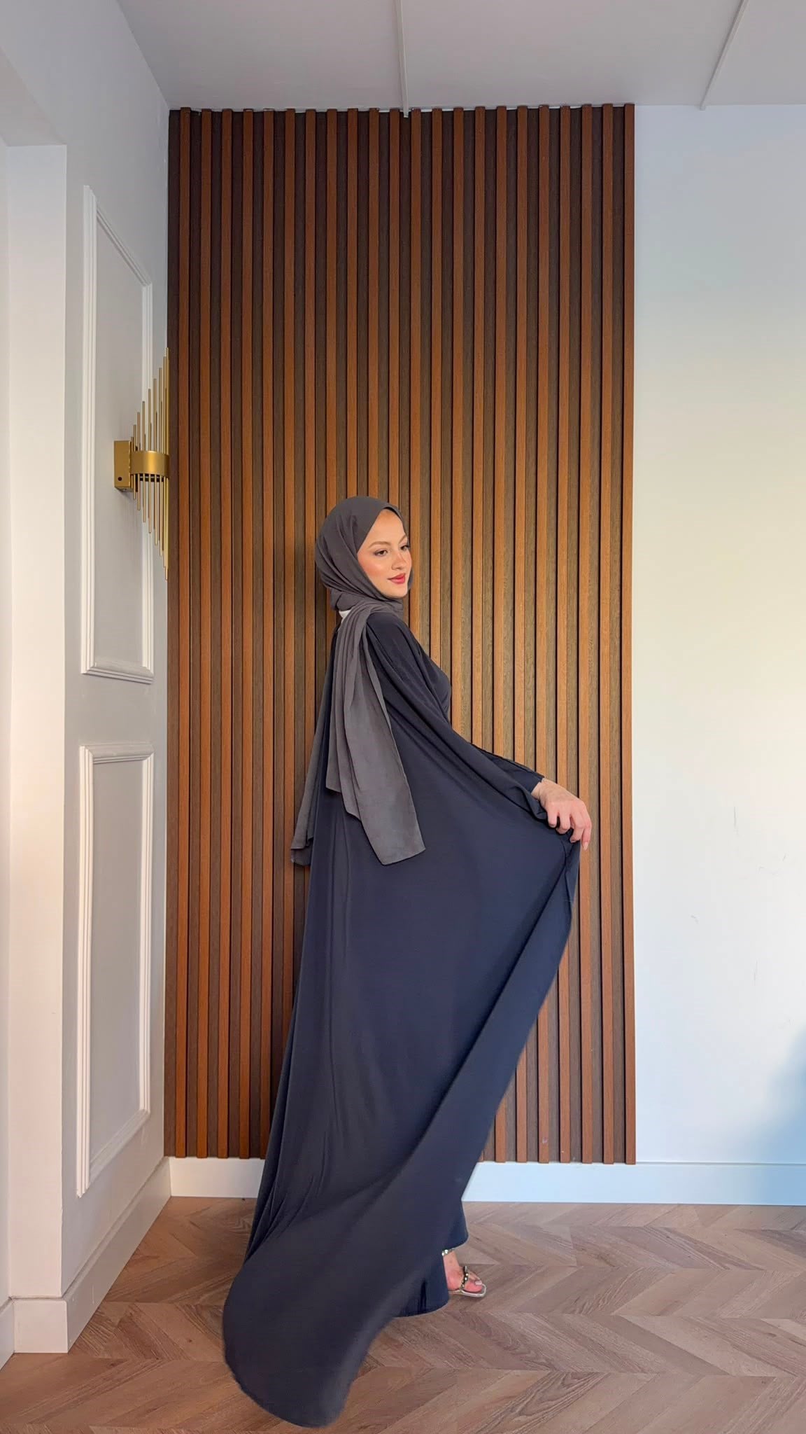 MEYSADESIGN ELBİSELER Sisi Yarasa Kol Elbise Antrasit
