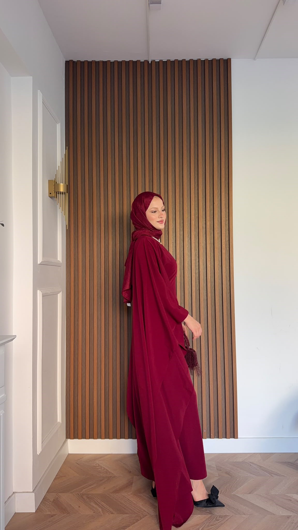 MEYSADESIGN ELBİSELER Sisi Yarasa Kol Elbise Bordo