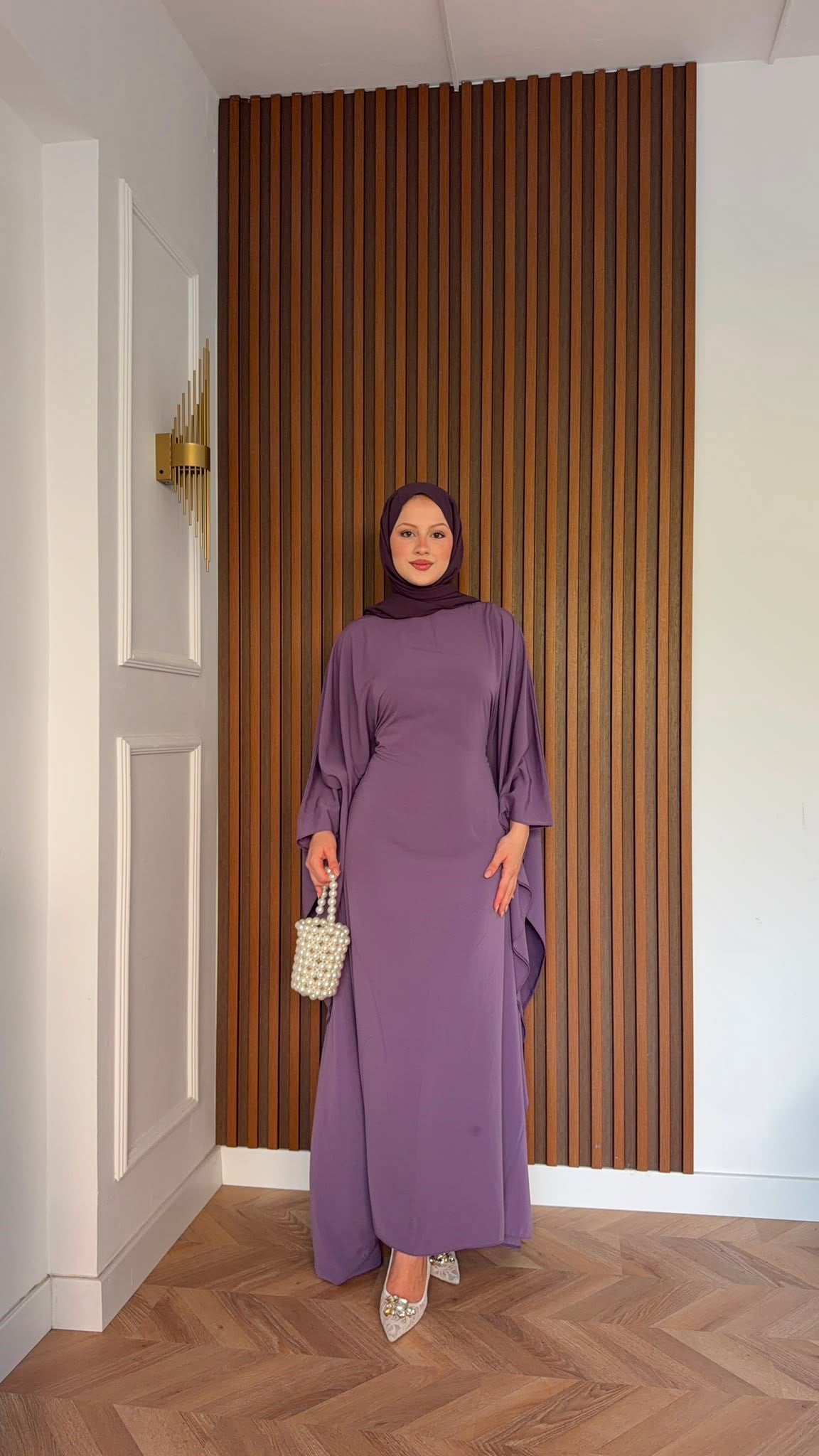 MEYSADESIGN ELBİSELER Sisi Yarasa Kol Elbise Lila