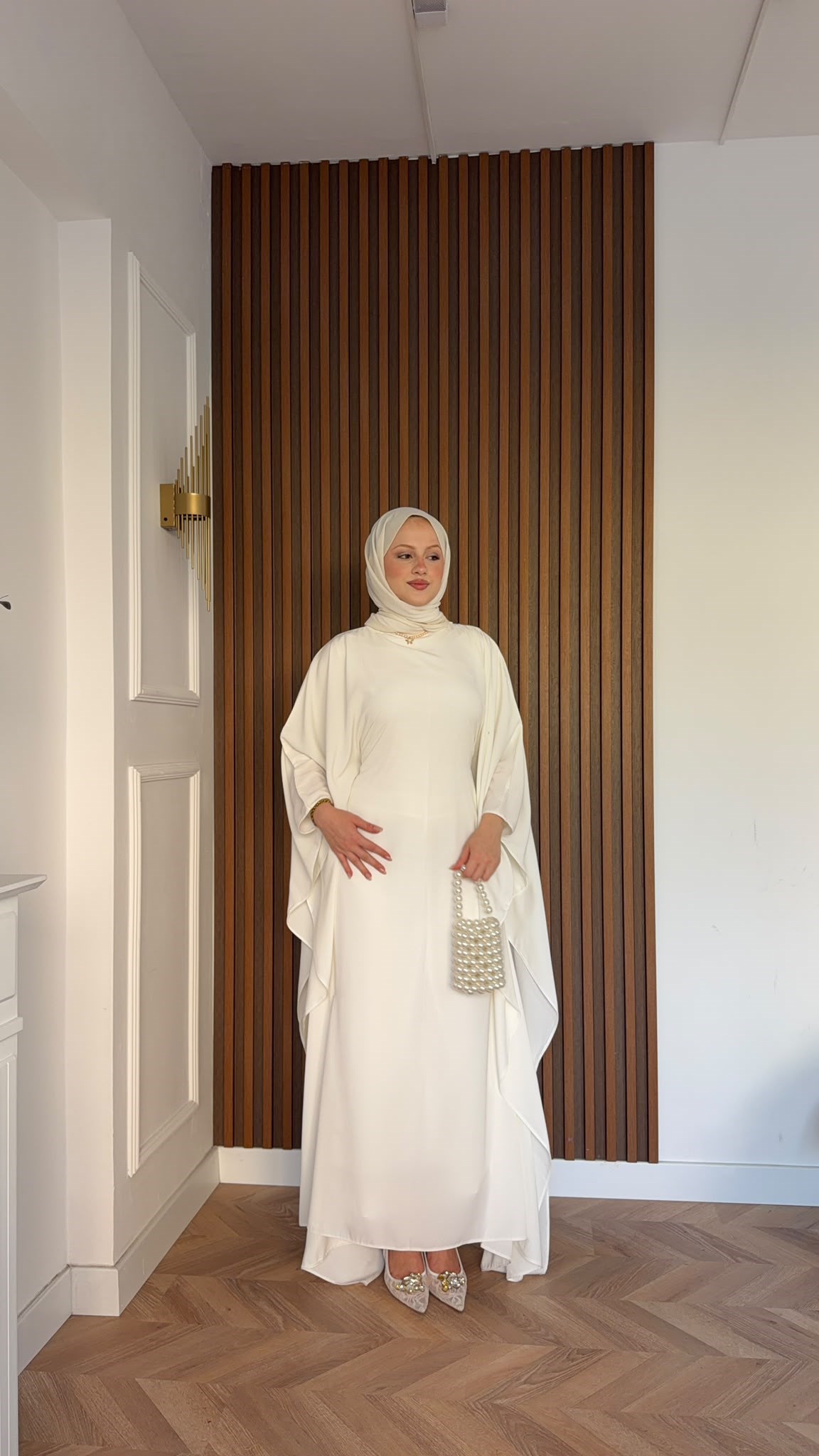 MEYSADESIGN ELBİSELER Sisi Yarasa Kol Elbise Beyaz