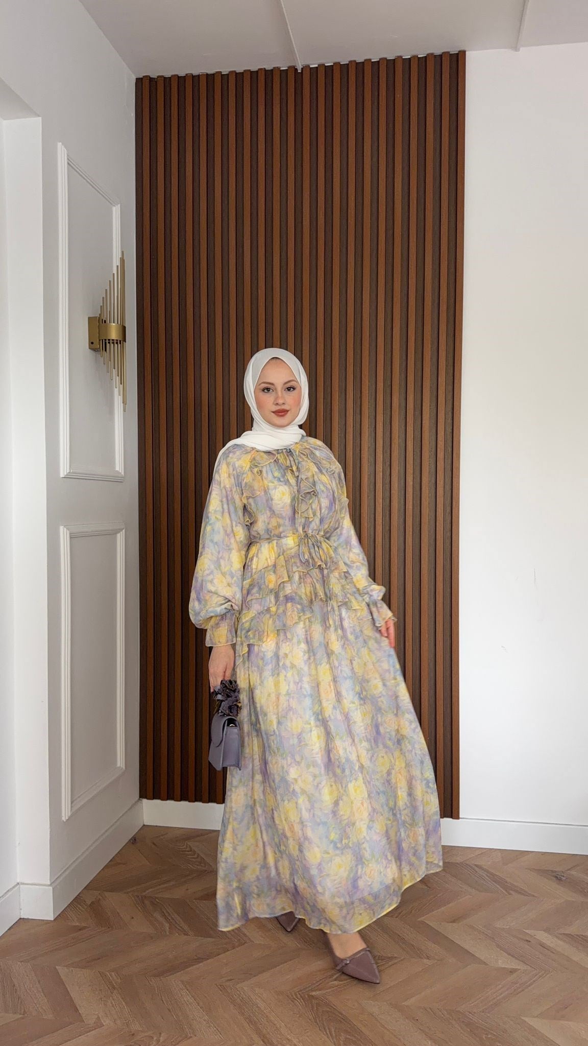 MEYSADESIGN DRESSES Sui Çiçek Desenli Elbise Lila