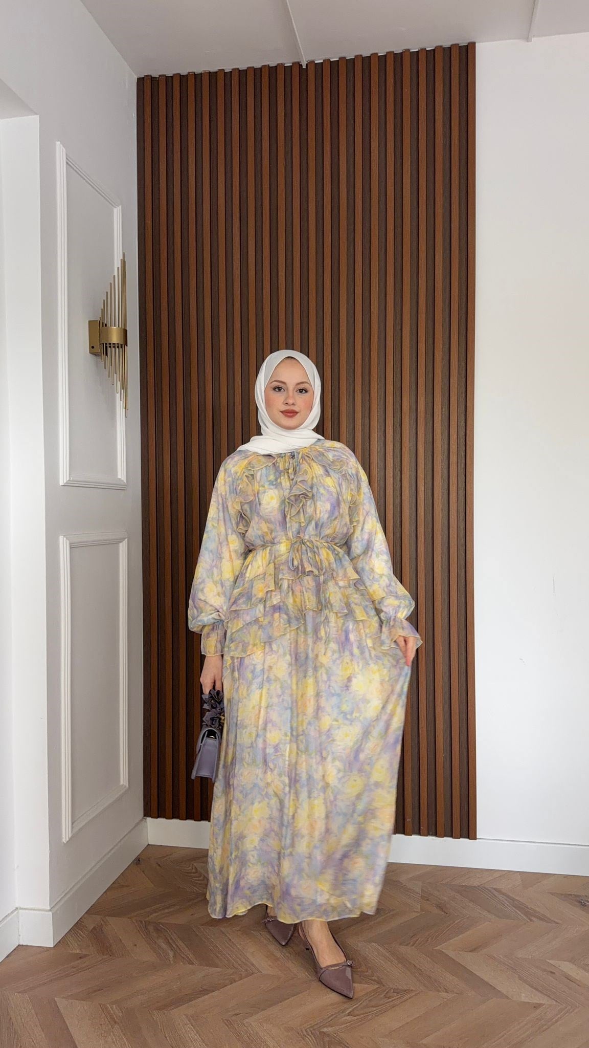 MEYSADESIGN DRESSES Sui Çiçek Desenli Elbise Lila