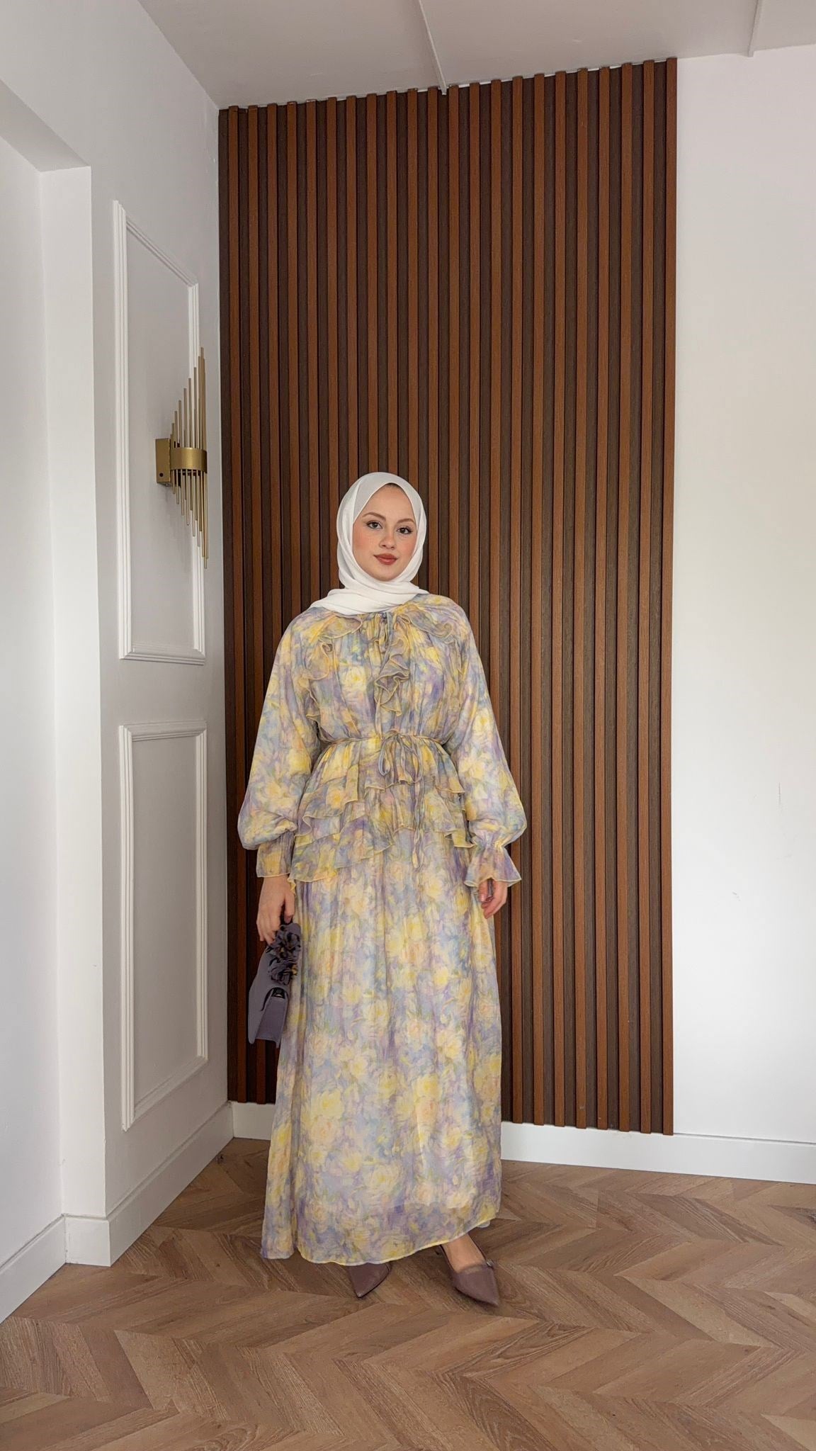 MEYSADESIGN DRESSES Sui Çiçek Desenli Elbise Lila