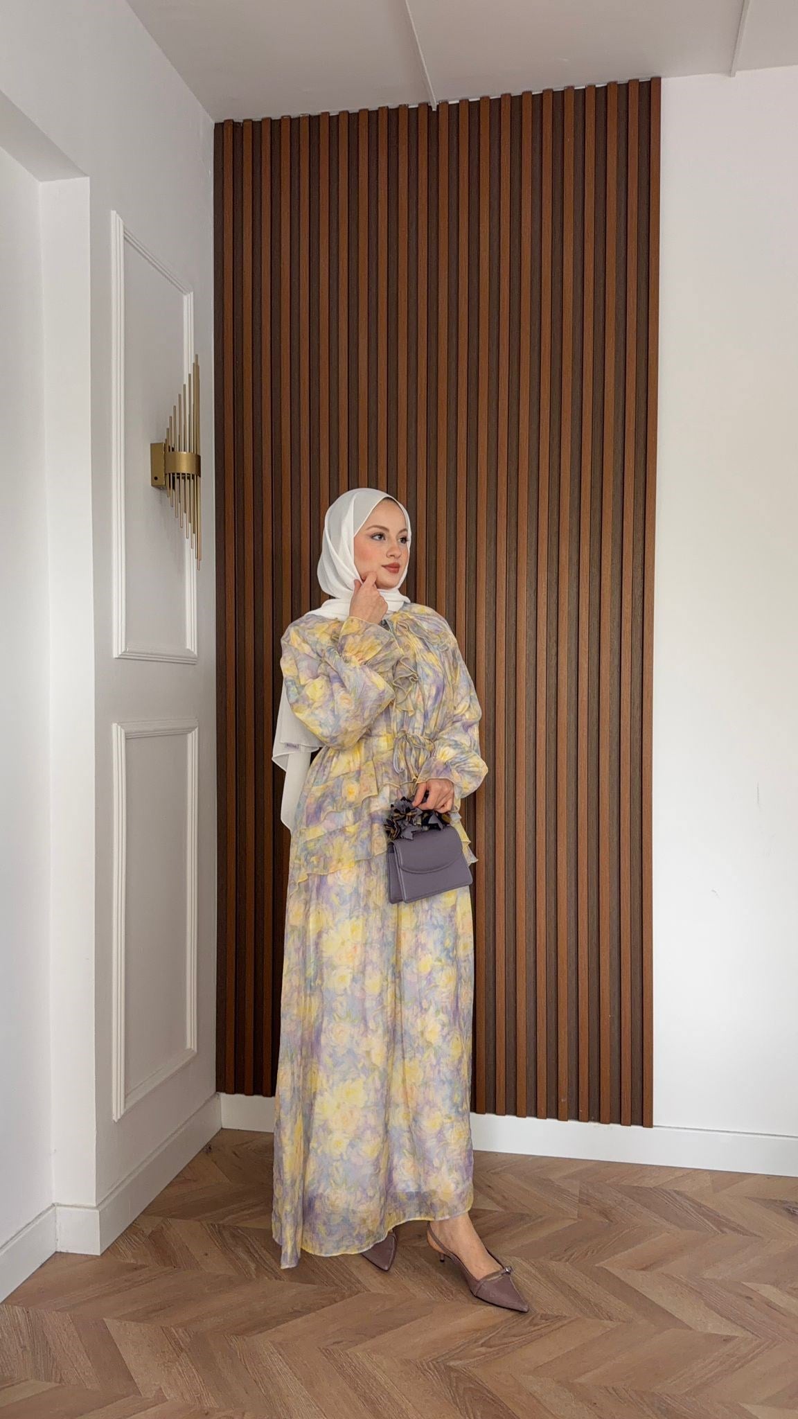 MEYSADESIGN DRESSES Sui Çiçek Desenli Elbise Lila