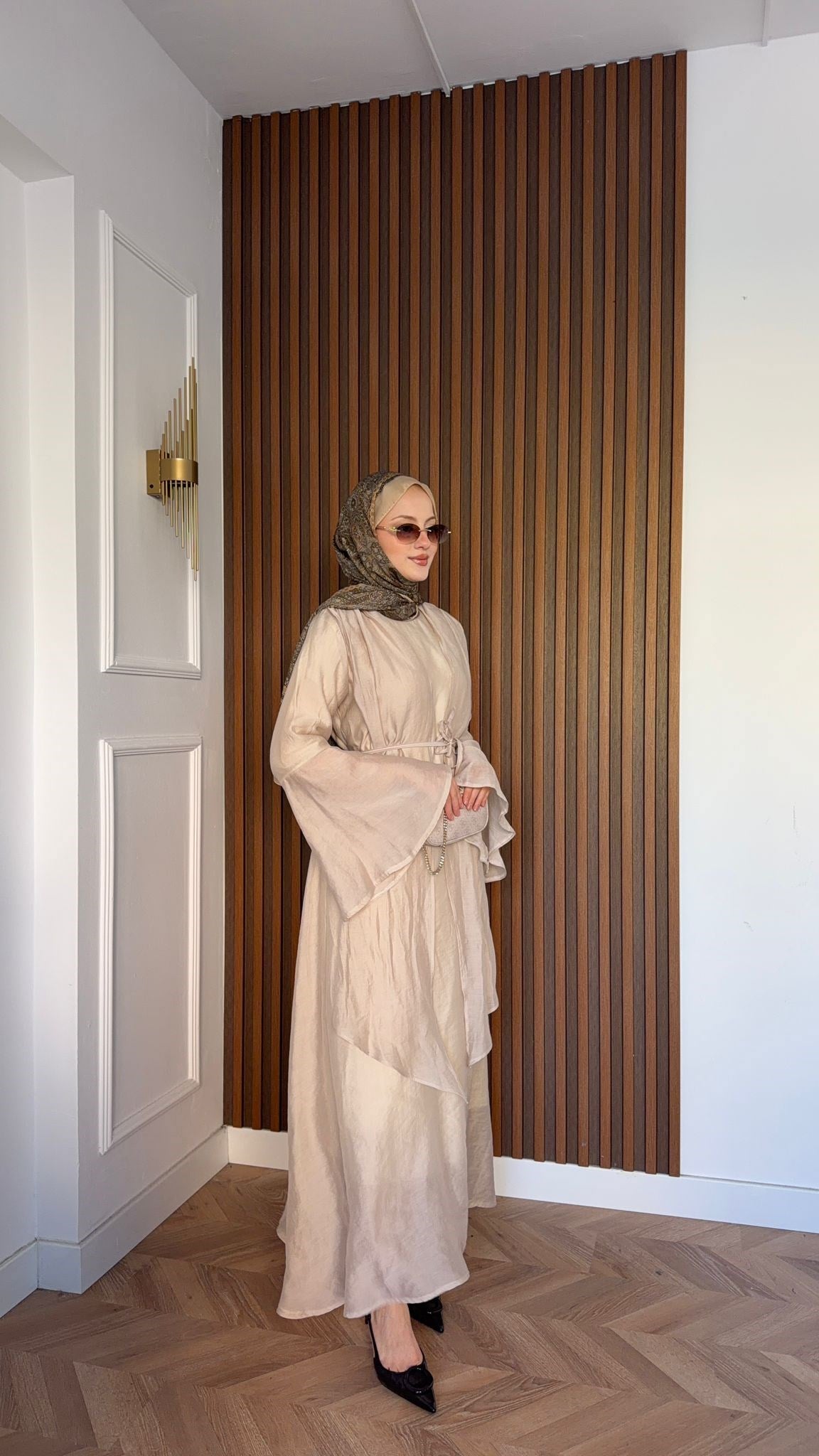 MEYSADESIGN ELBİSELER Tuba Vual Elbise Bej