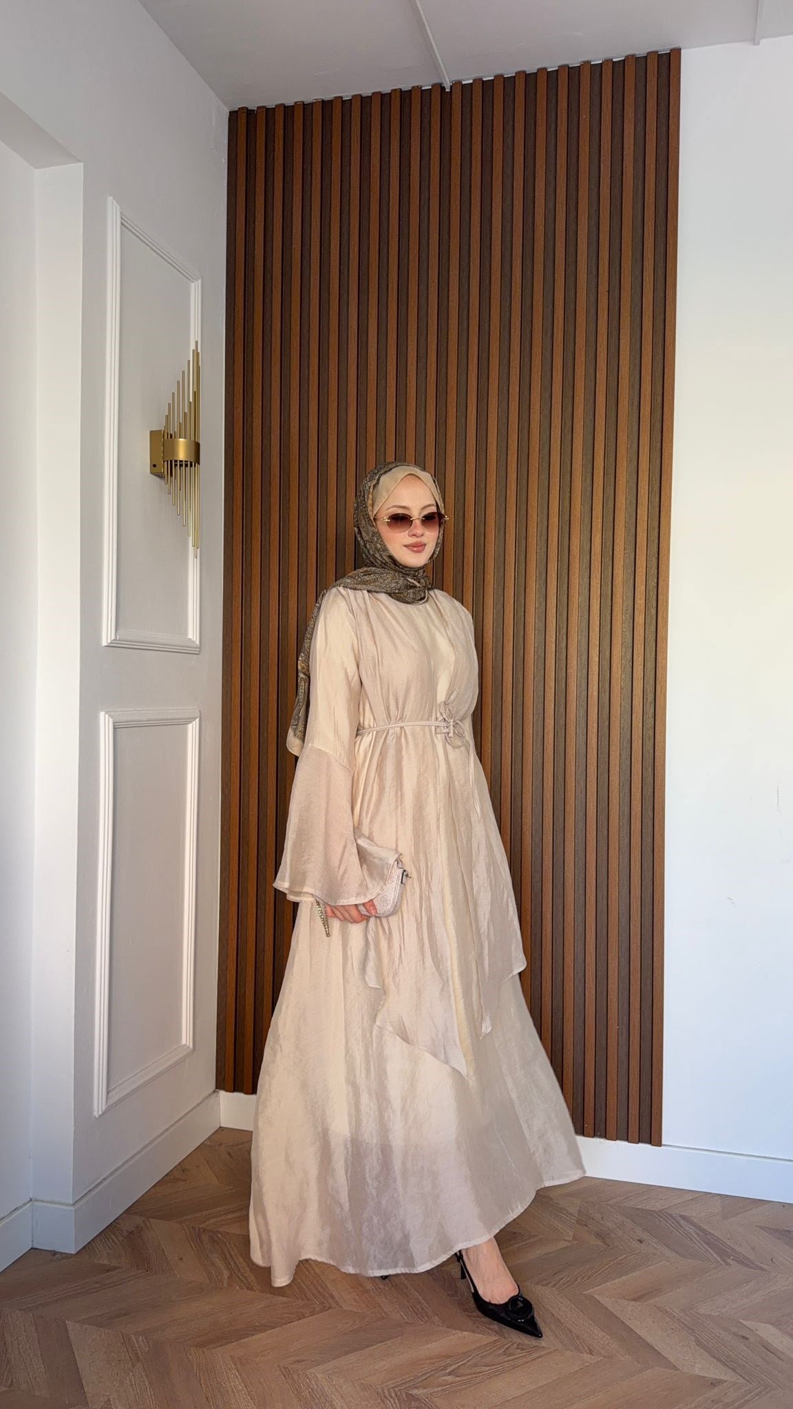 MEYSADESIGN ELBİSELER Tuba Vual Elbise Bej