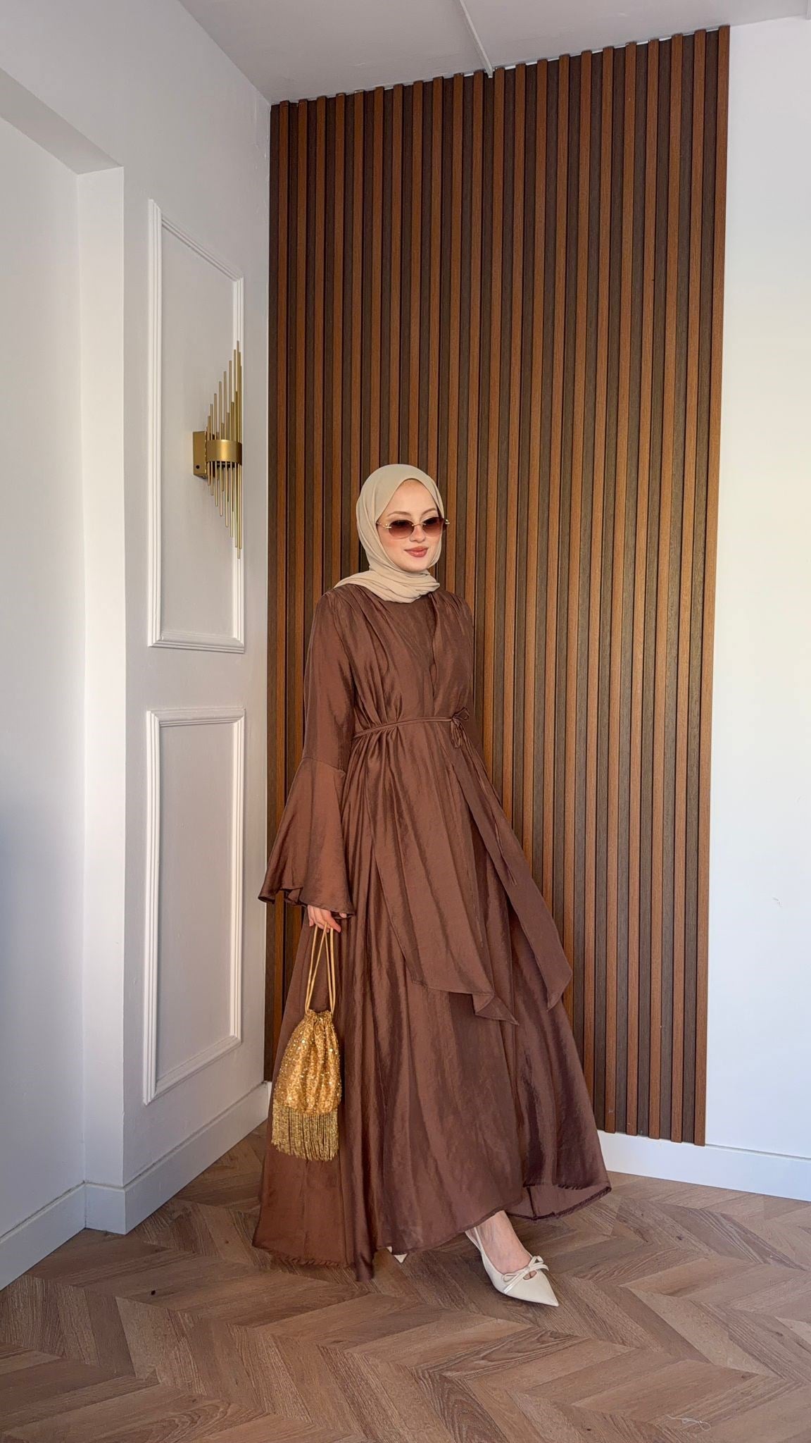 MEYSADESIGN ELBİSELER Tuba Vual Elbise Kahve