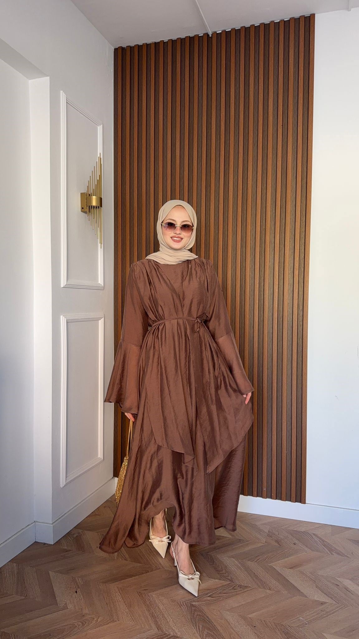 MEYSADESIGN ELBİSELER Tuba Vual Elbise Kahve