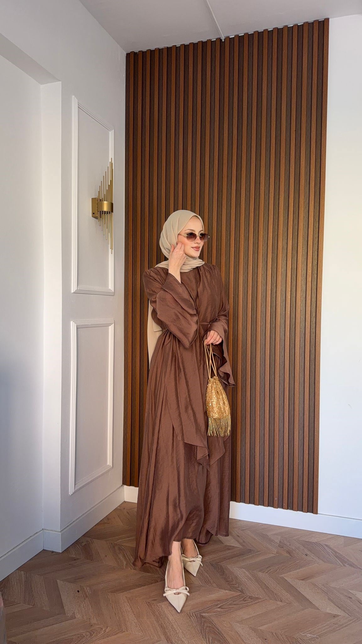 MEYSADESIGN ELBİSELER Tuba Vual Elbise Kahve