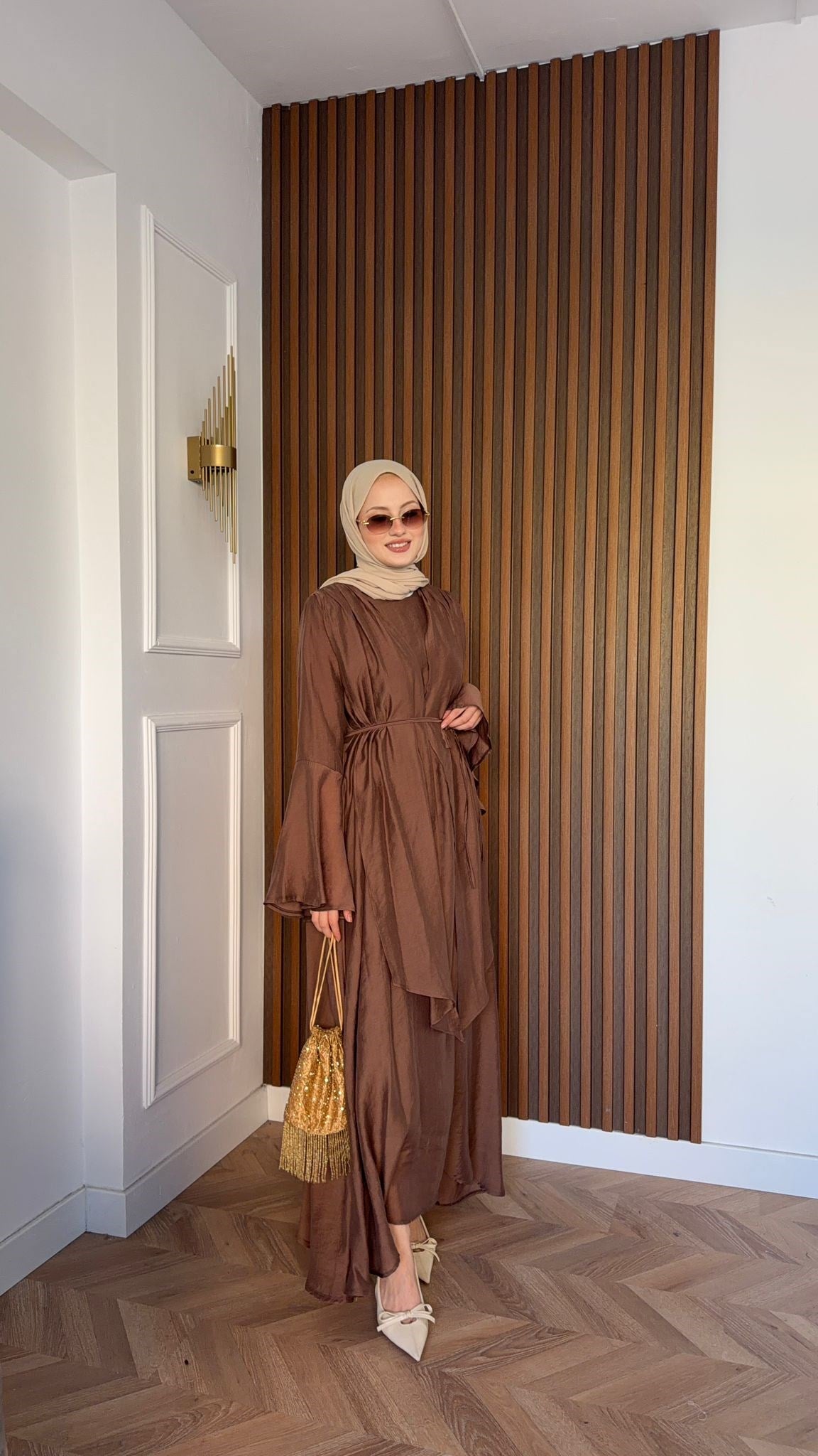 MEYSADESIGN ELBİSELER Tuba Vual Elbise Kahve