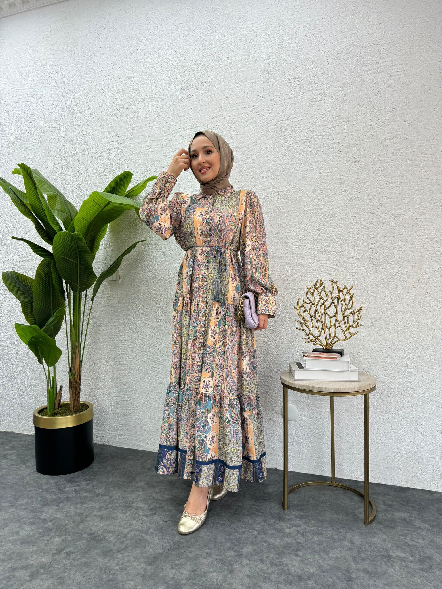 MEYSADESIGN ELBİSELER Valentin Desenli Elbise