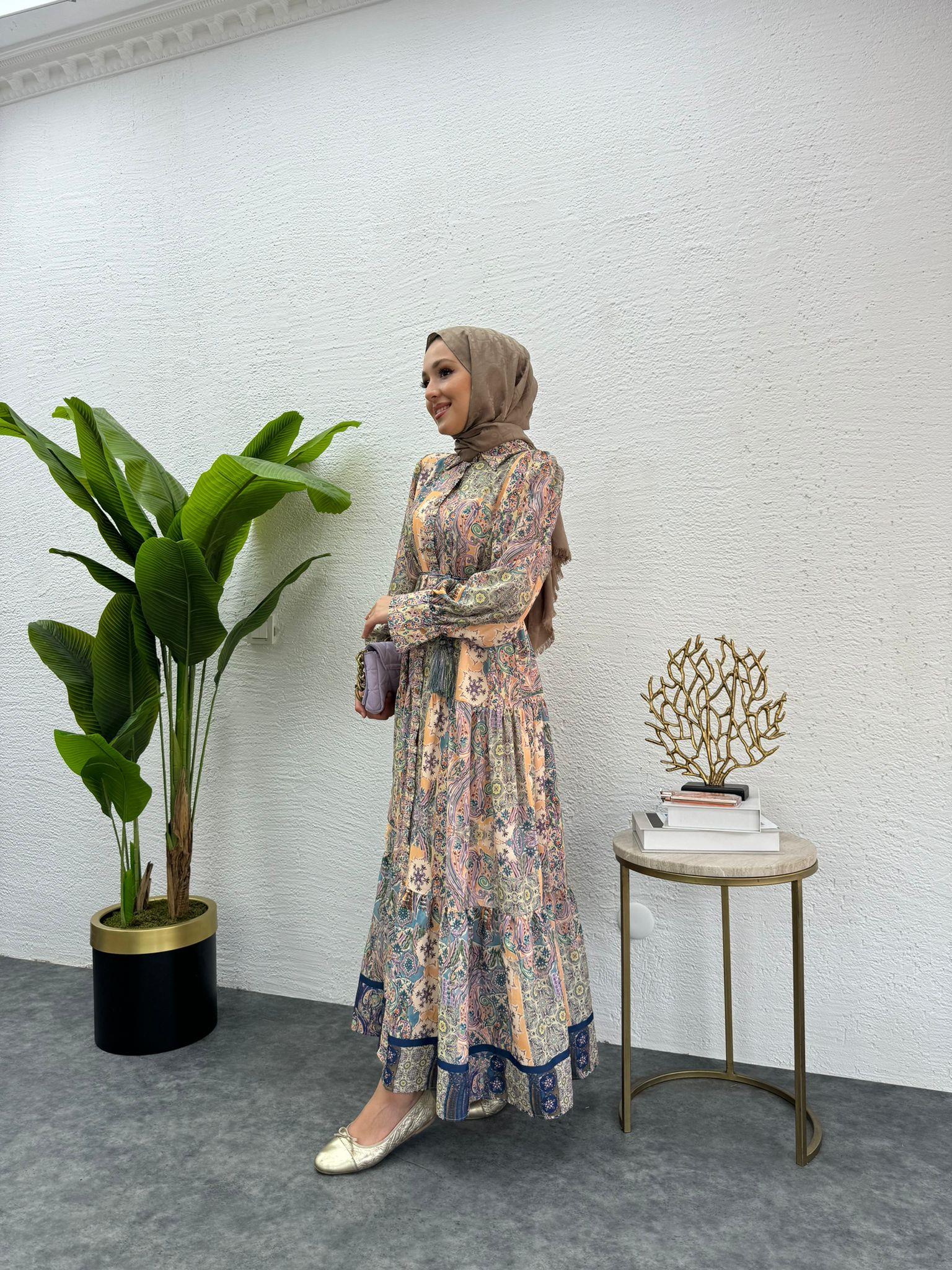 MEYSADESIGN ELBİSELER Valentin Desenli Elbise