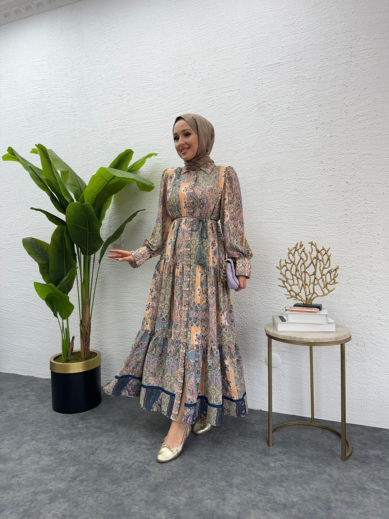 MEYSADESIGN ELBİSELER Valentin Desenli Elbise