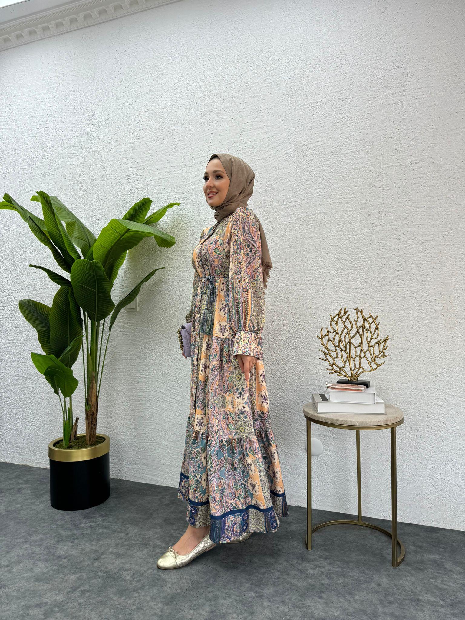 MEYSADESIGN ELBİSELER Valentin Desenli Elbise