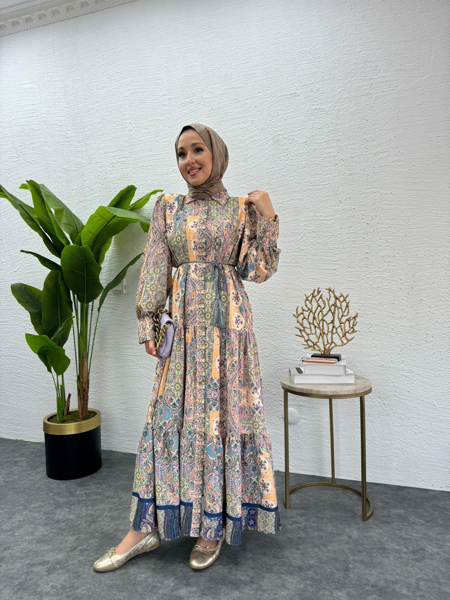 MEYSADESIGN ELBİSELER Valentin Desenli Elbise