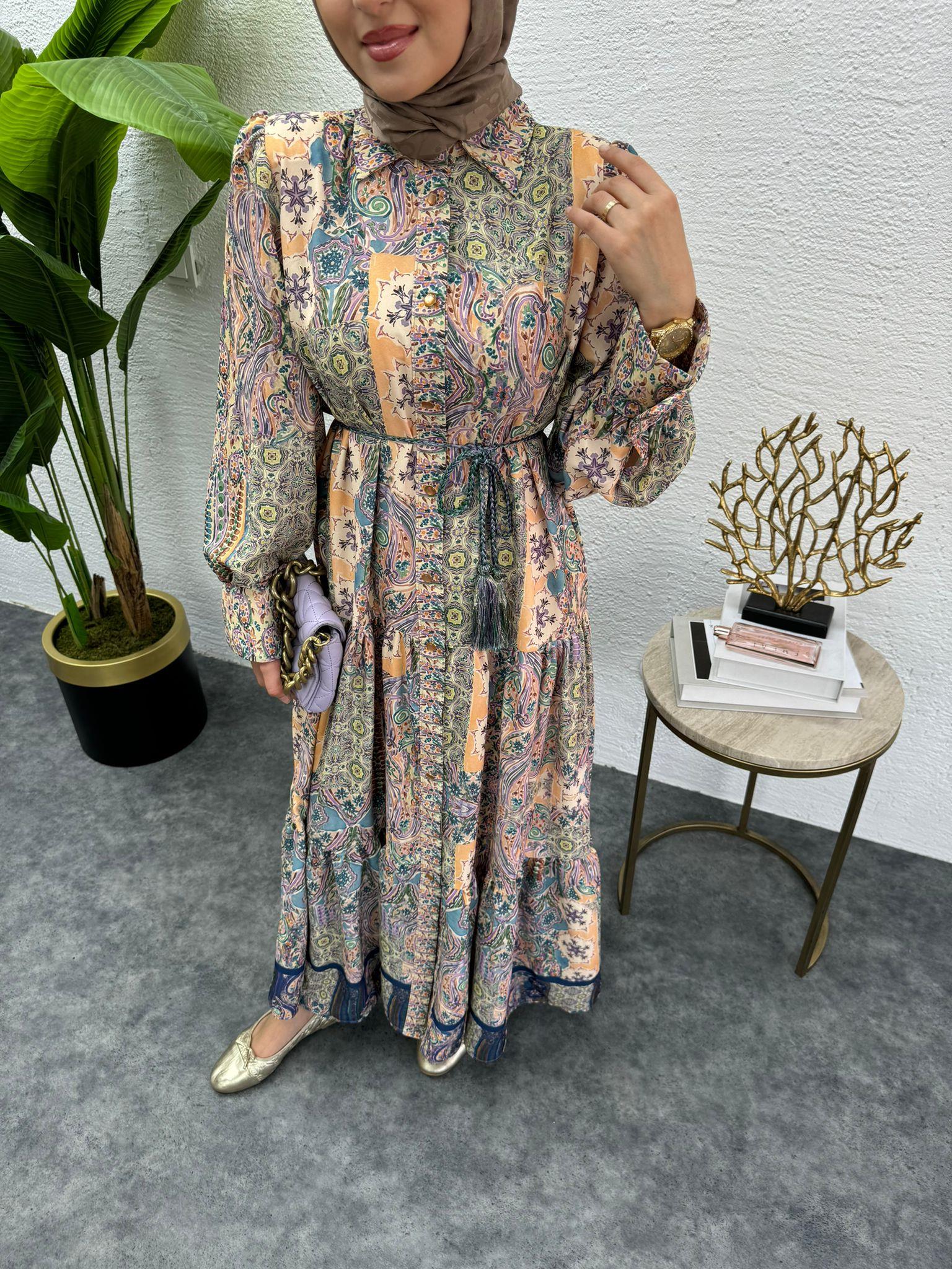 MEYSADESIGN ELBİSELER Valentin Desenli Elbise