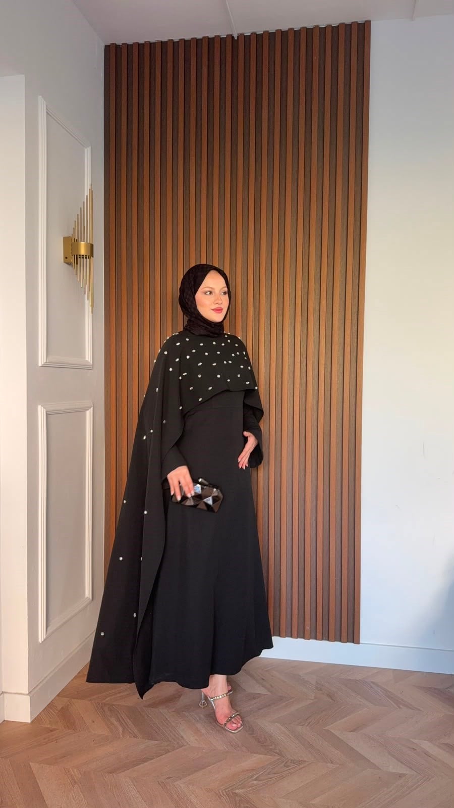 MEYSADESIGN ELBİSELER Yandan Önden Taşlı Abiye Siyah