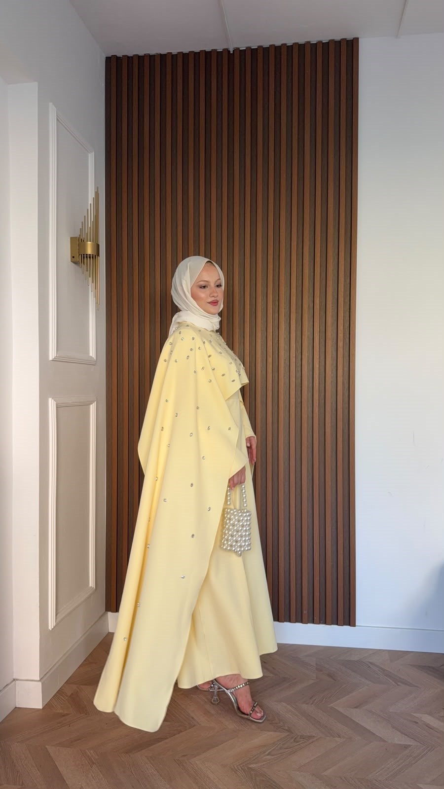 MEYSADESIGN ELBİSELER Yandan Önden Taşlı Abiye Sarı