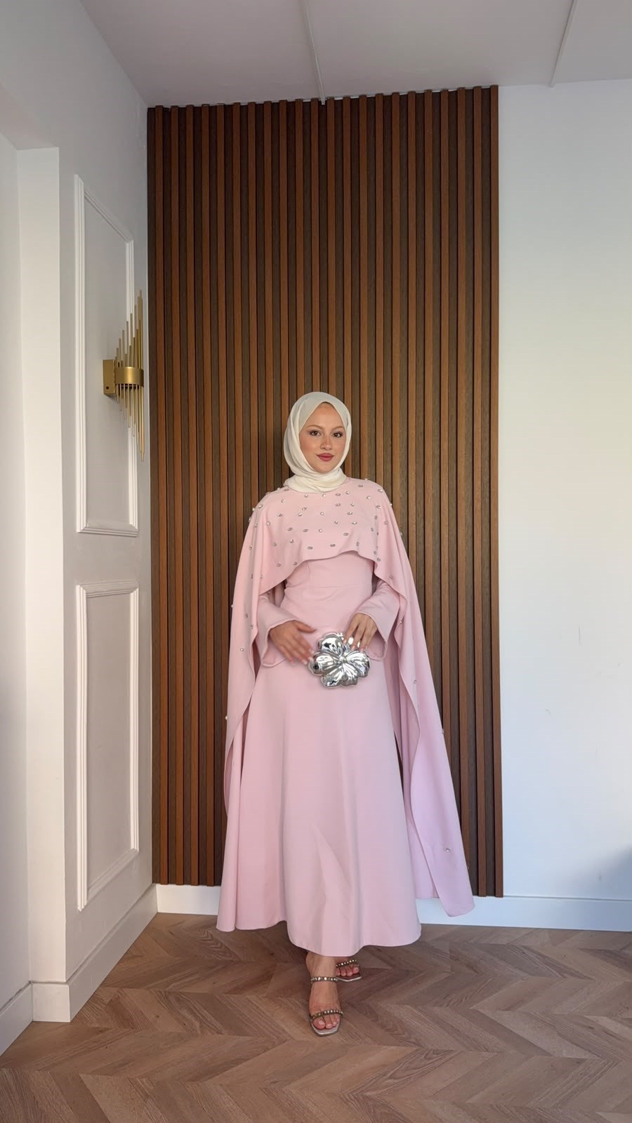 MEYSADESIGN ELBİSELER Yandan Önden Taşlı Abiye Pembe