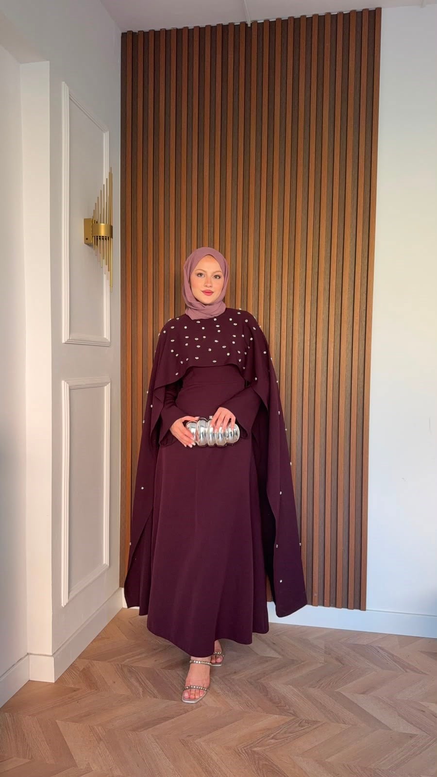 MEYSADESIGN ELBİSELER Yandan Önden Taşlı Abiye Bordo