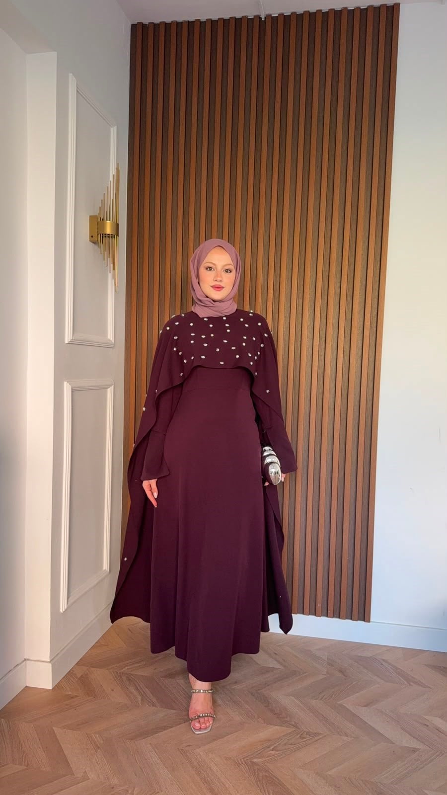 MEYSADESIGN ELBİSELER Yandan Önden Taşlı Abiye Bordo