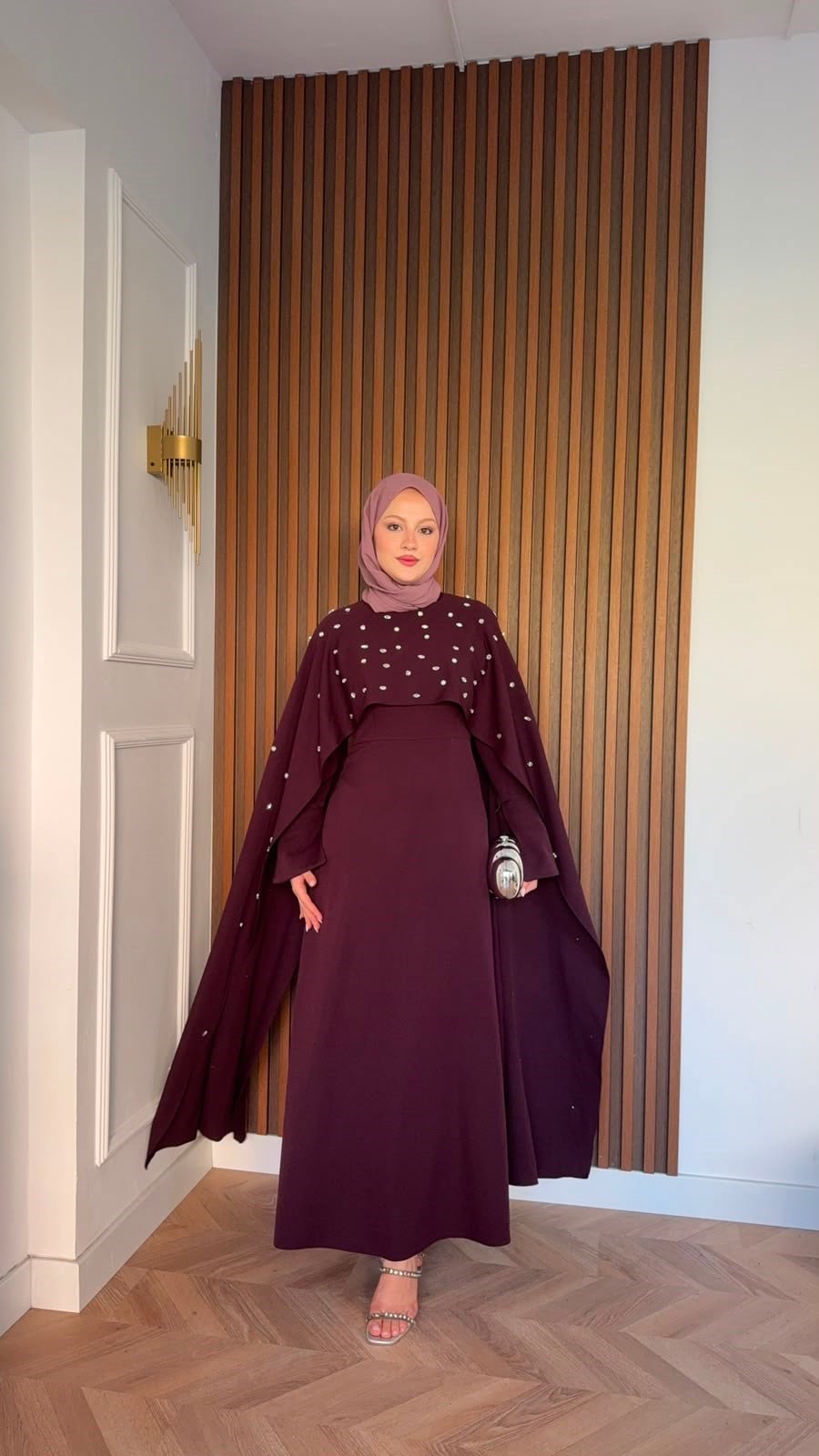 MEYSADESIGN ELBİSELER Yandan Önden Taşlı Abiye Bordo