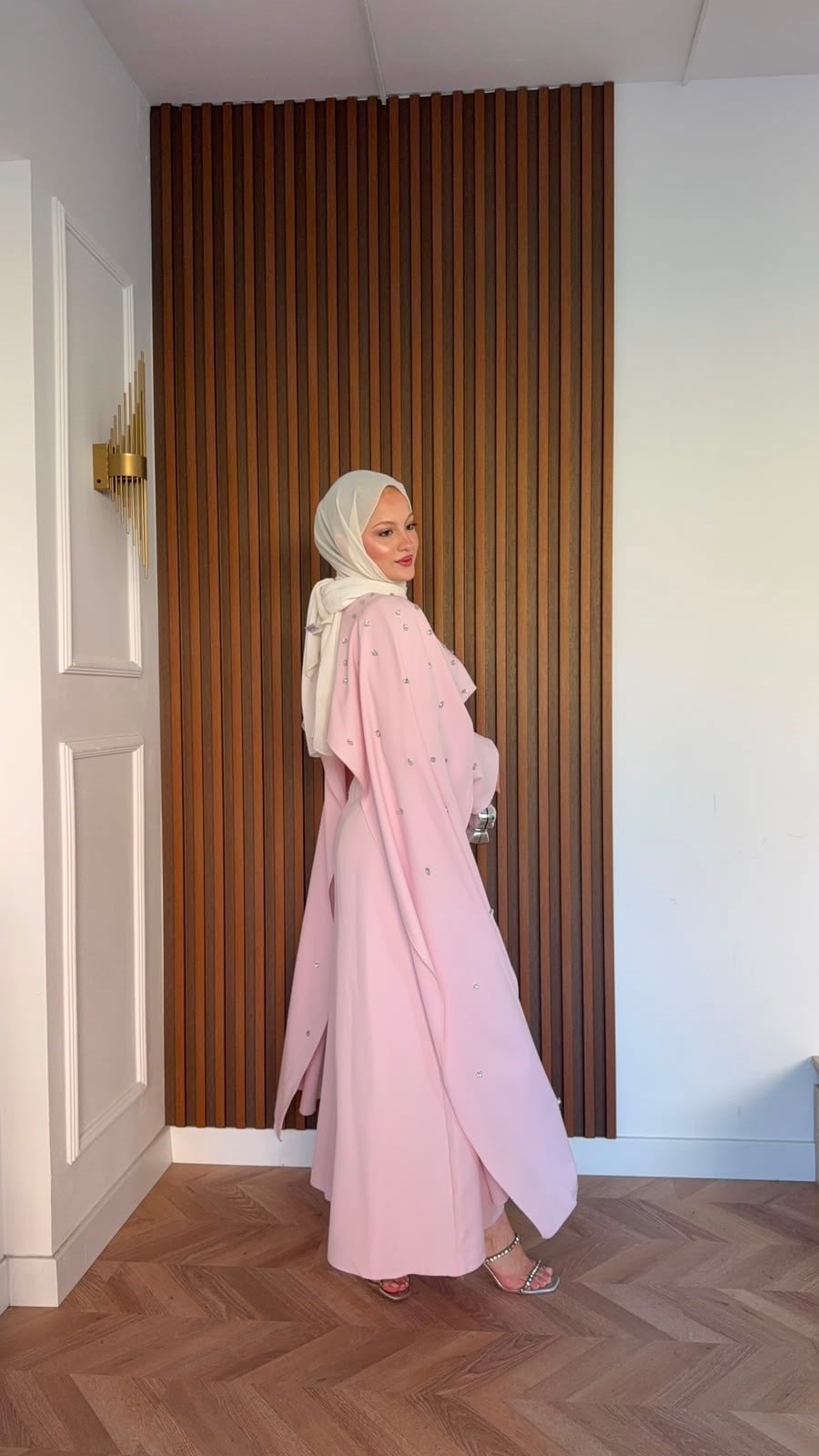 MEYSADESIGN ELBİSELER Yandan Önden Taşlı Abiye Pembe
