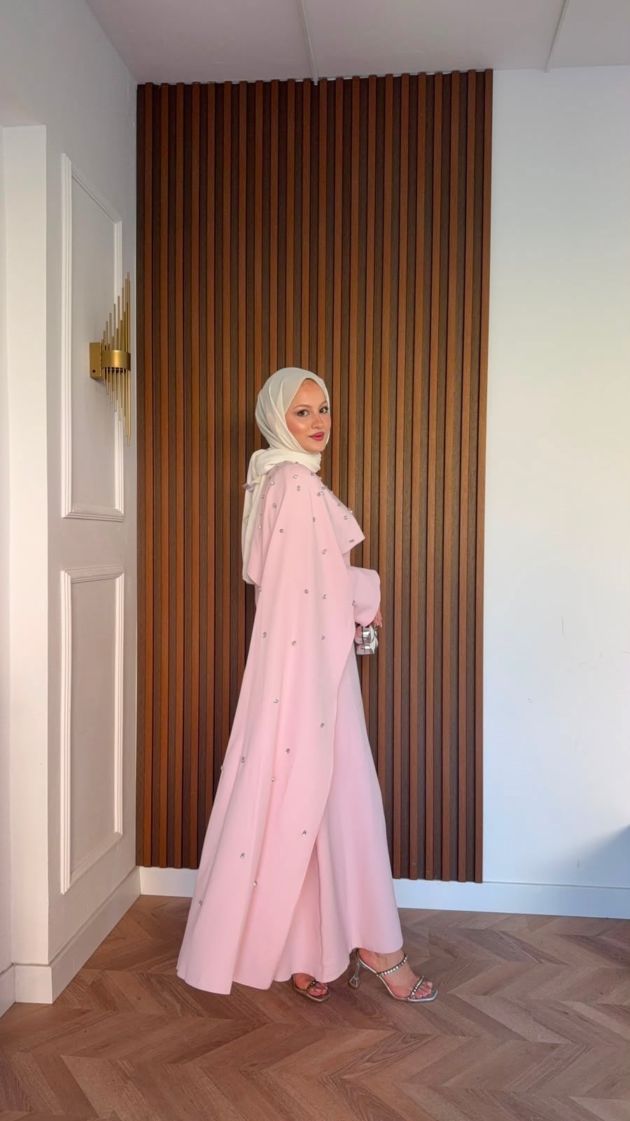 MEYSADESIGN ELBİSELER Yandan Önden Taşlı Abiye Pembe