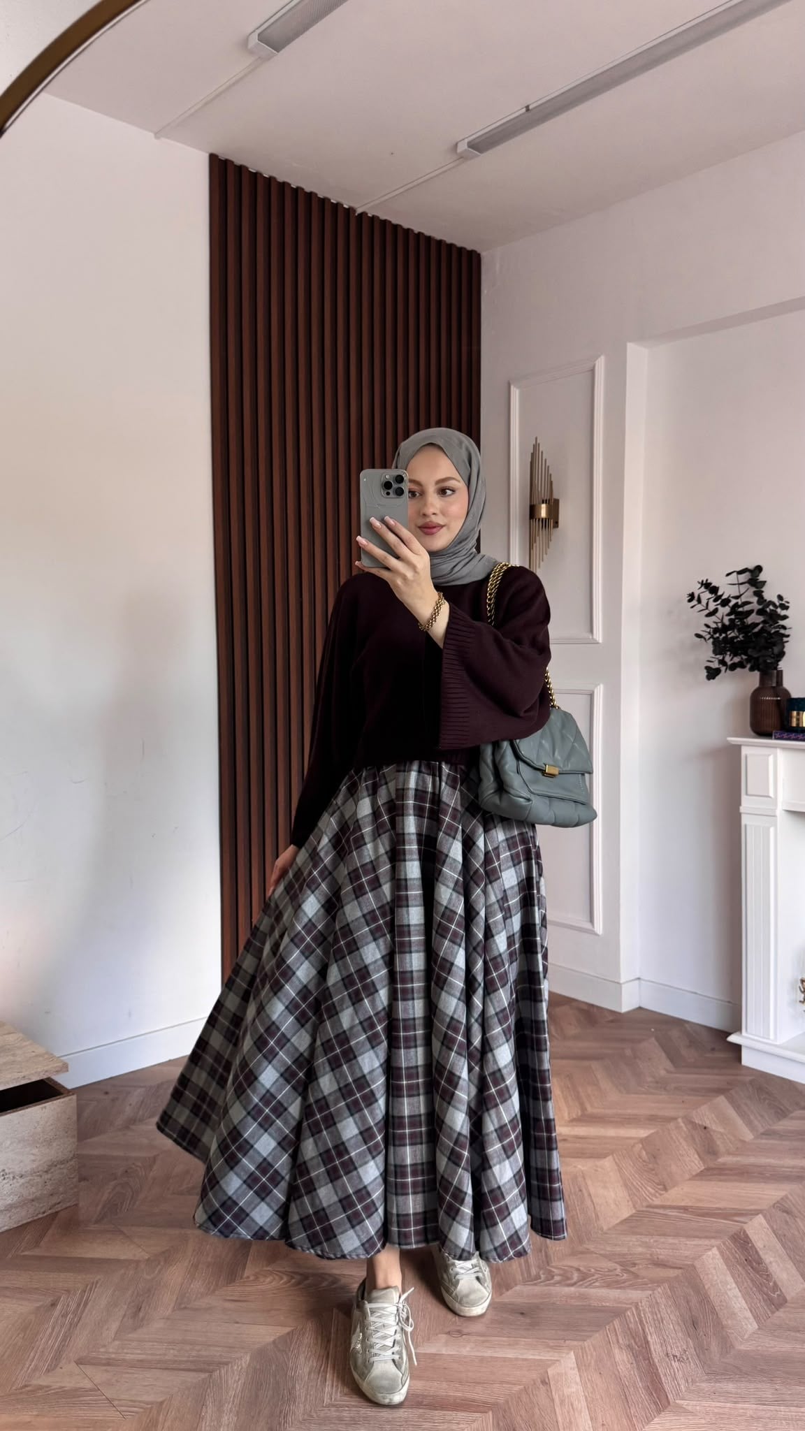 MEYSADESIGN ETEK Ekose Etek Siyah Bordo Desenli
