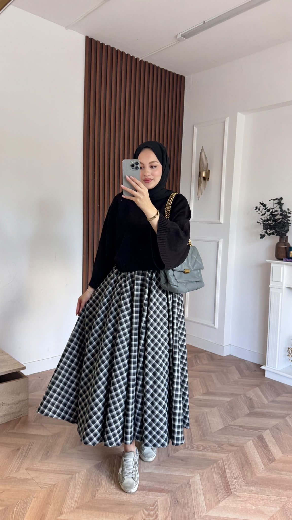 MEYSADESIGN ETEK Ekose Etek Siyah Desenli