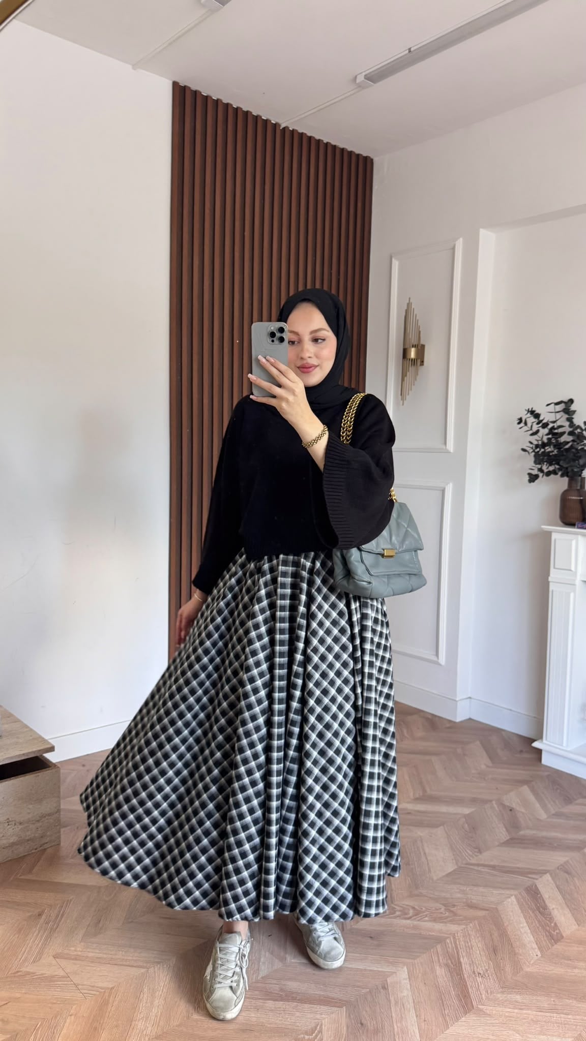 MEYSADESIGN ETEK Ekose Etek Siyah Desenli