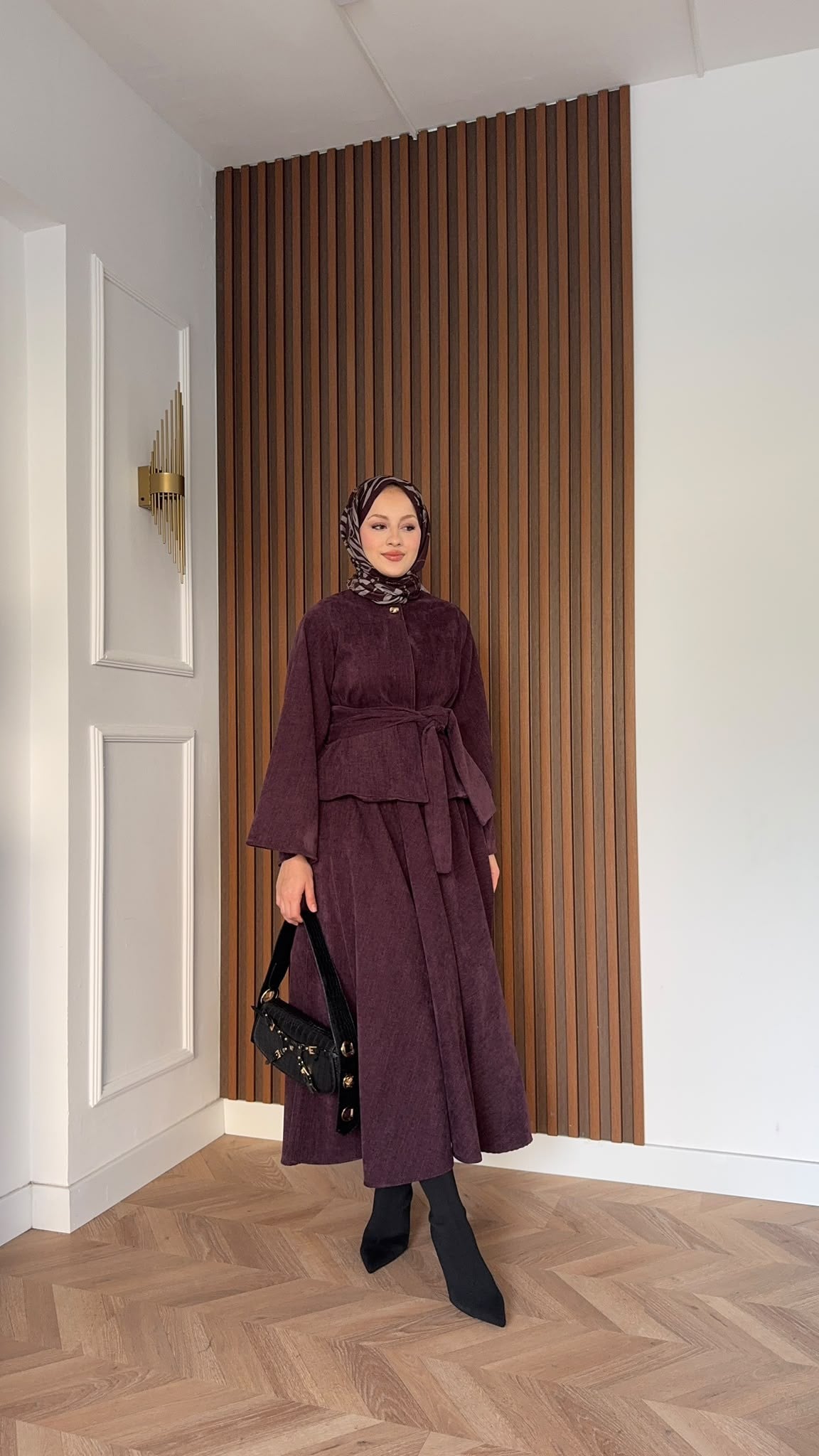 MEYSADESIGN ETEK TAKIM Bağlamalı Tek Düğmeli Etekli Takım Mürdüm