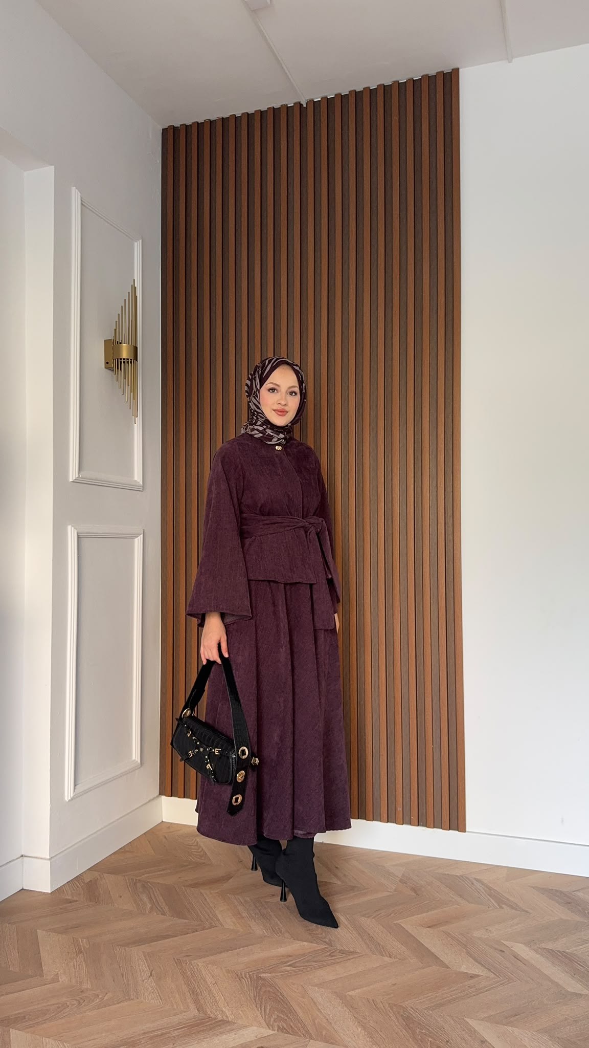 MEYSADESIGN ETEK TAKIM Bağlamalı Tek Düğmeli Etekli Takım Mürdüm
