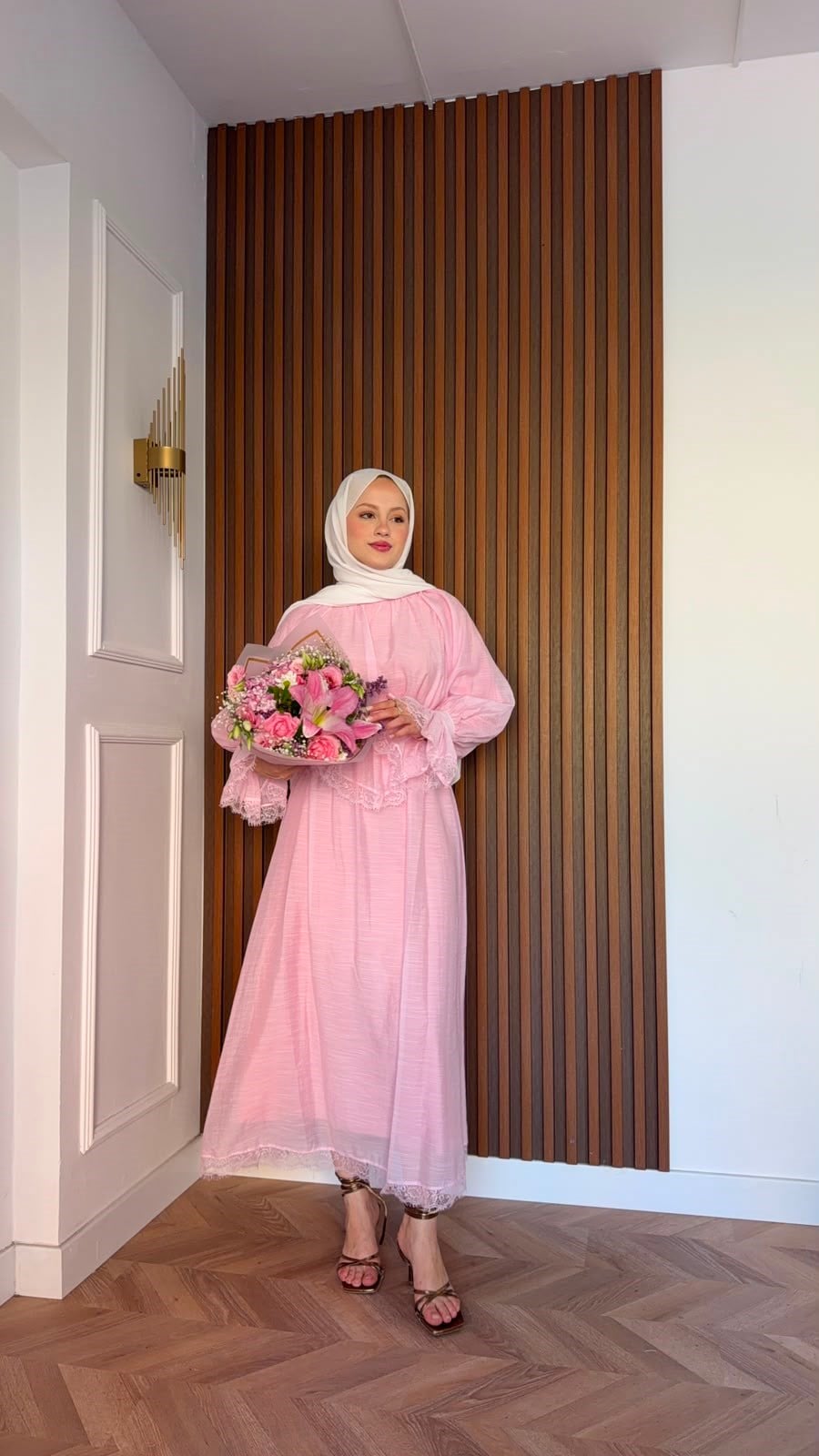 MEYSADESIGN ETEK TAKIM Brade Etek Uçları Dantel Detaylı Etekli Takım Pembe