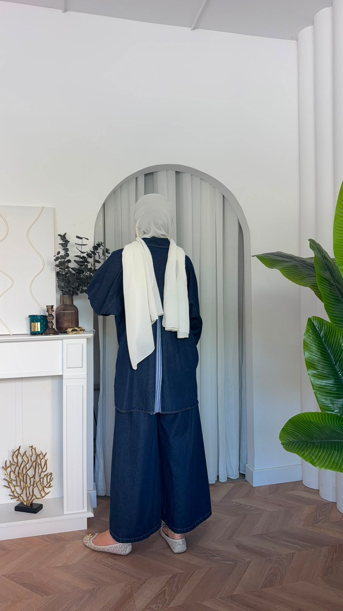 MEYSADESIGN ETEK TAKIM Çizgi Detaylı Denim Takım