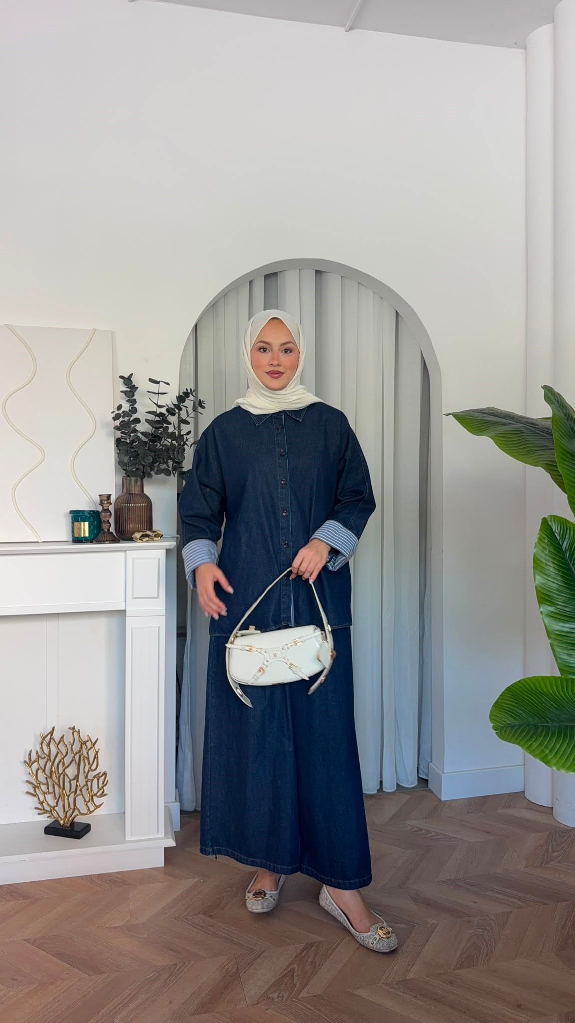 MEYSADESIGN ETEK TAKIM Çizgi Detaylı Denim Takım