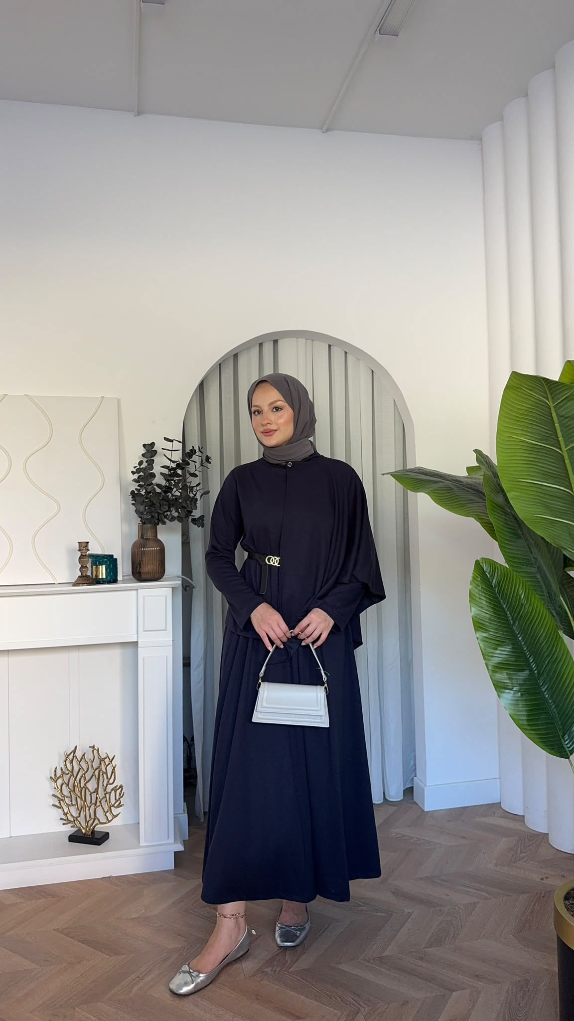 MEYSADESIGN ETEK TAKIM Omuzdan Şallı Oysh Etekli Takım Lacivert