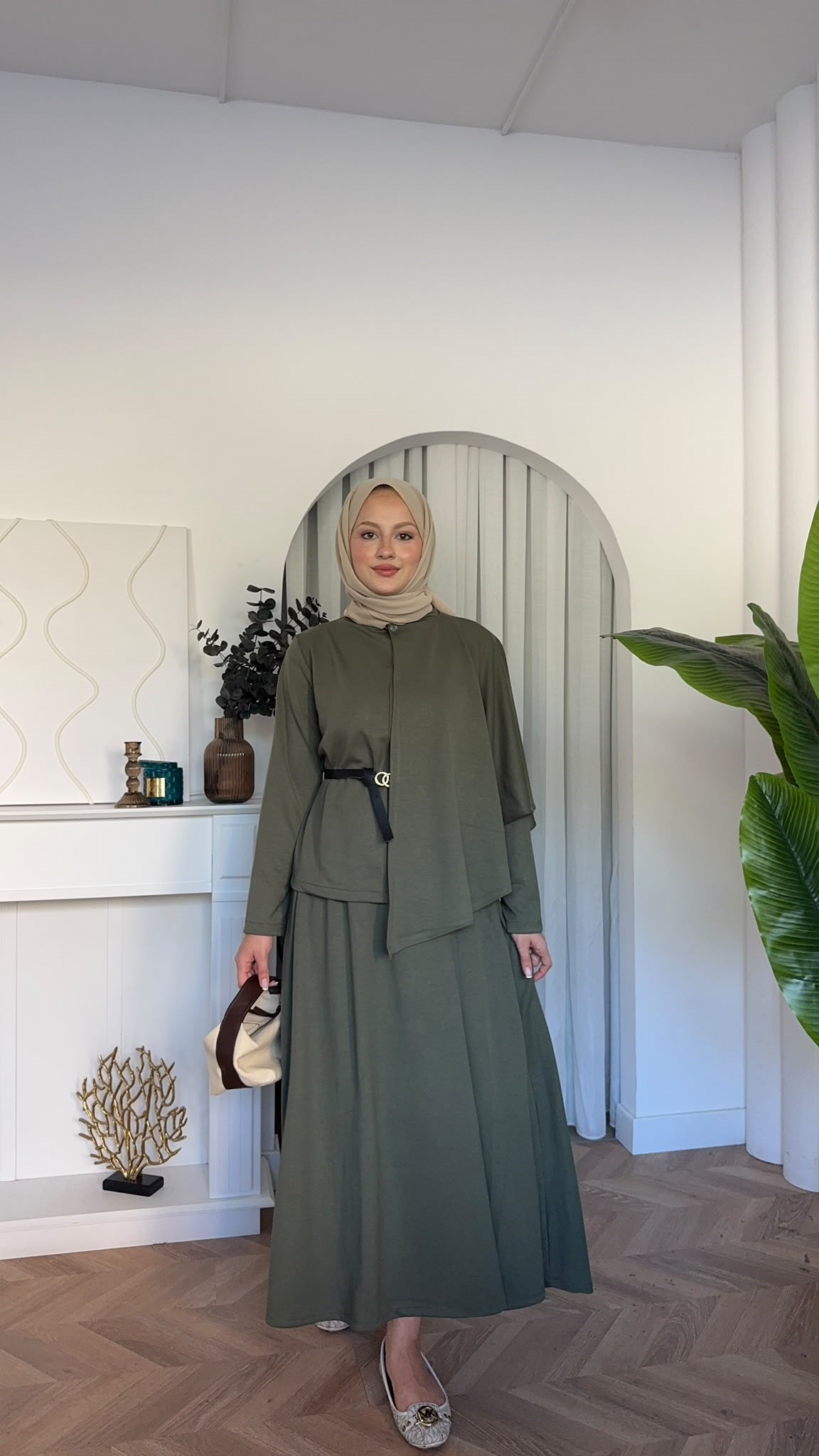 MEYSADESIGN ETEK TAKIM Omuzdan Şallı Oysh Etekli Takım Haki