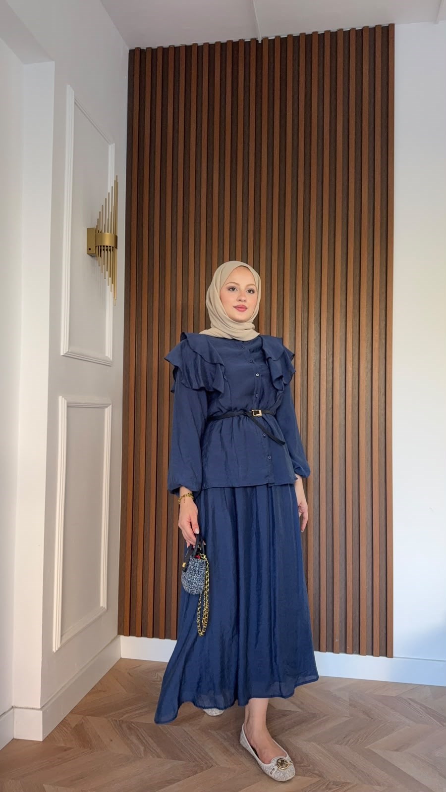 MEYSADESIGN ETEK TAKIM Omzu Volanlı Tül Etekli Takım Mavi