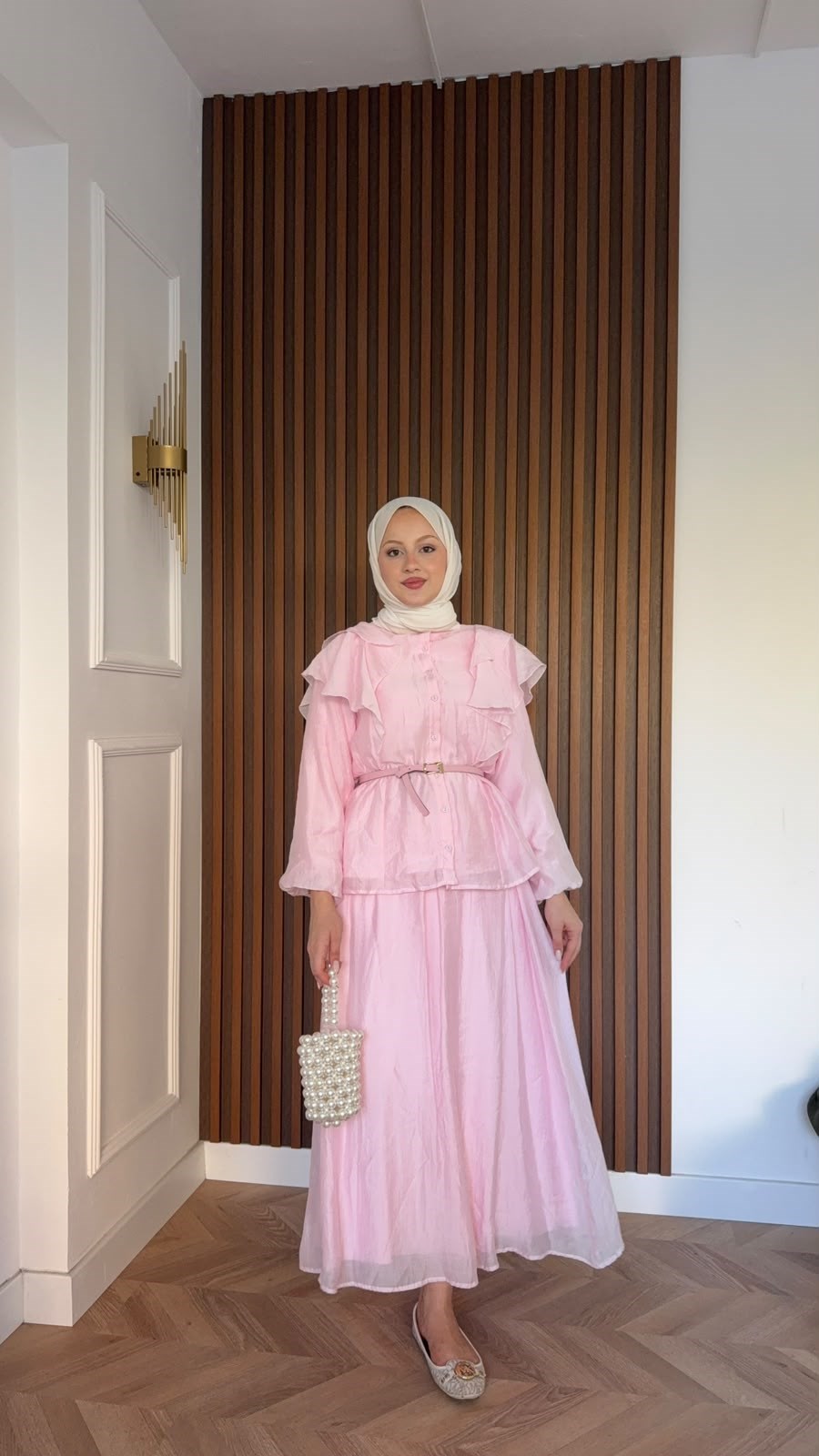MEYSADESIGN ETEK TAKIM Omzu Volanlı Tül Etekli Takım Pembe